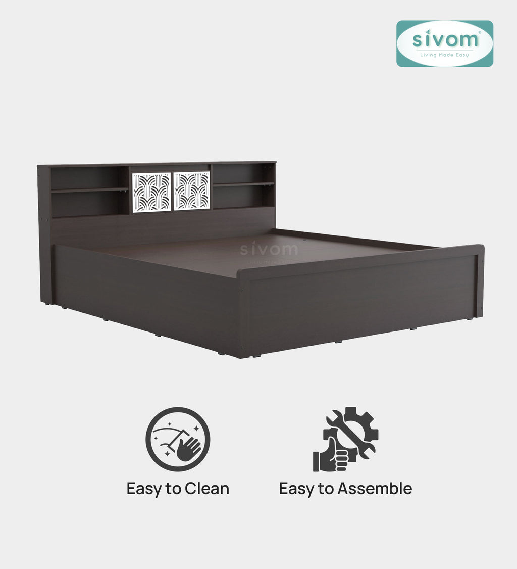 Sivom SIVOM Citrus Box Bed with Storage Engineered Wood King Box Bed for Modern Homes | Elegant Design & Premium Finish