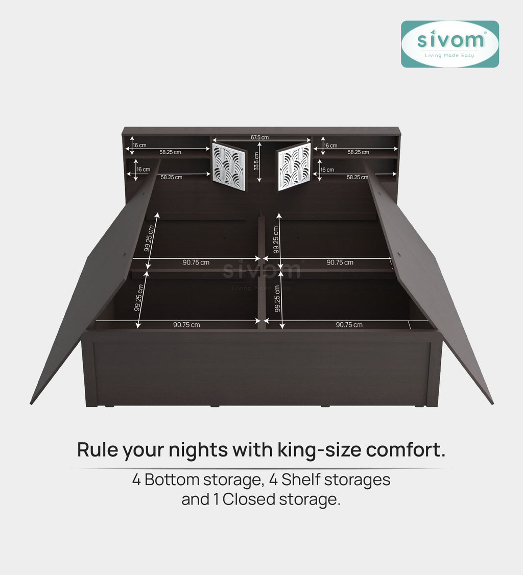 Sivom SIVOM Citrus Box Bed with Storage Engineered Wood King Box Bed for Modern Homes | Elegant Design & Premium Finish