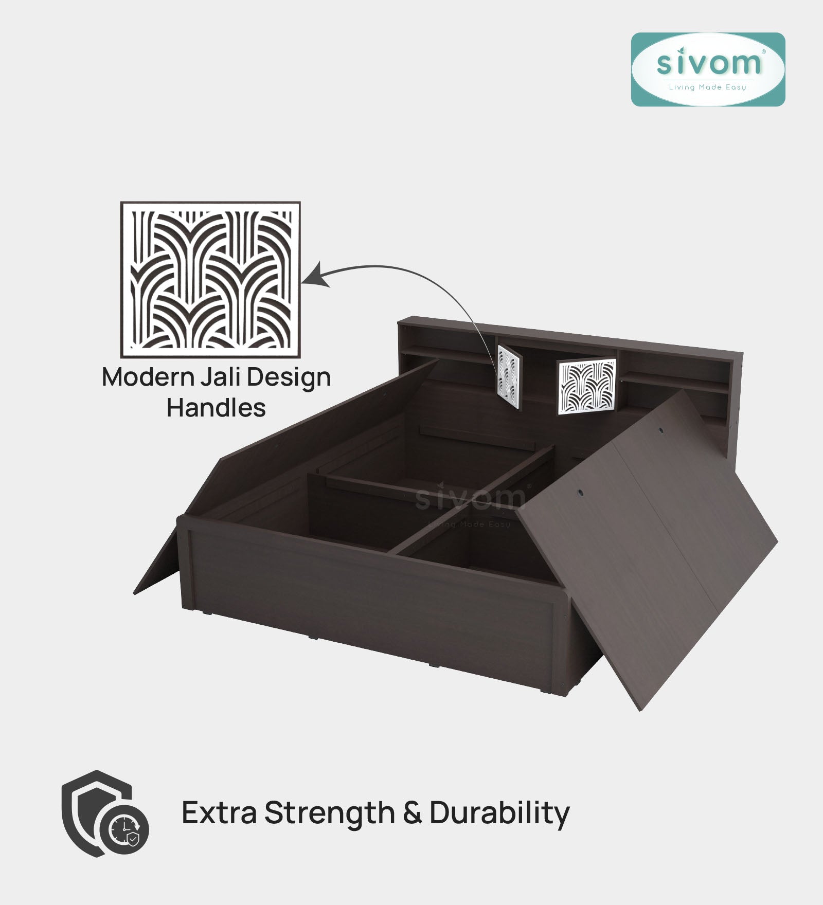 Sivom SIVOM Citrus Box Bed with Storage Engineered Wood King Box Bed for Modern Homes | Elegant Design & Premium Finish