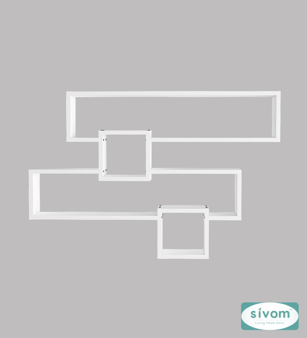 Sivom SIVOM CLAY Multipurpose Modular Wall Racks/Shelves/Organiser/Décor Particle Board Wall Shelf (Number of Shelves - 4, ) for Modern Homes | Elegant Design & Premium Finish