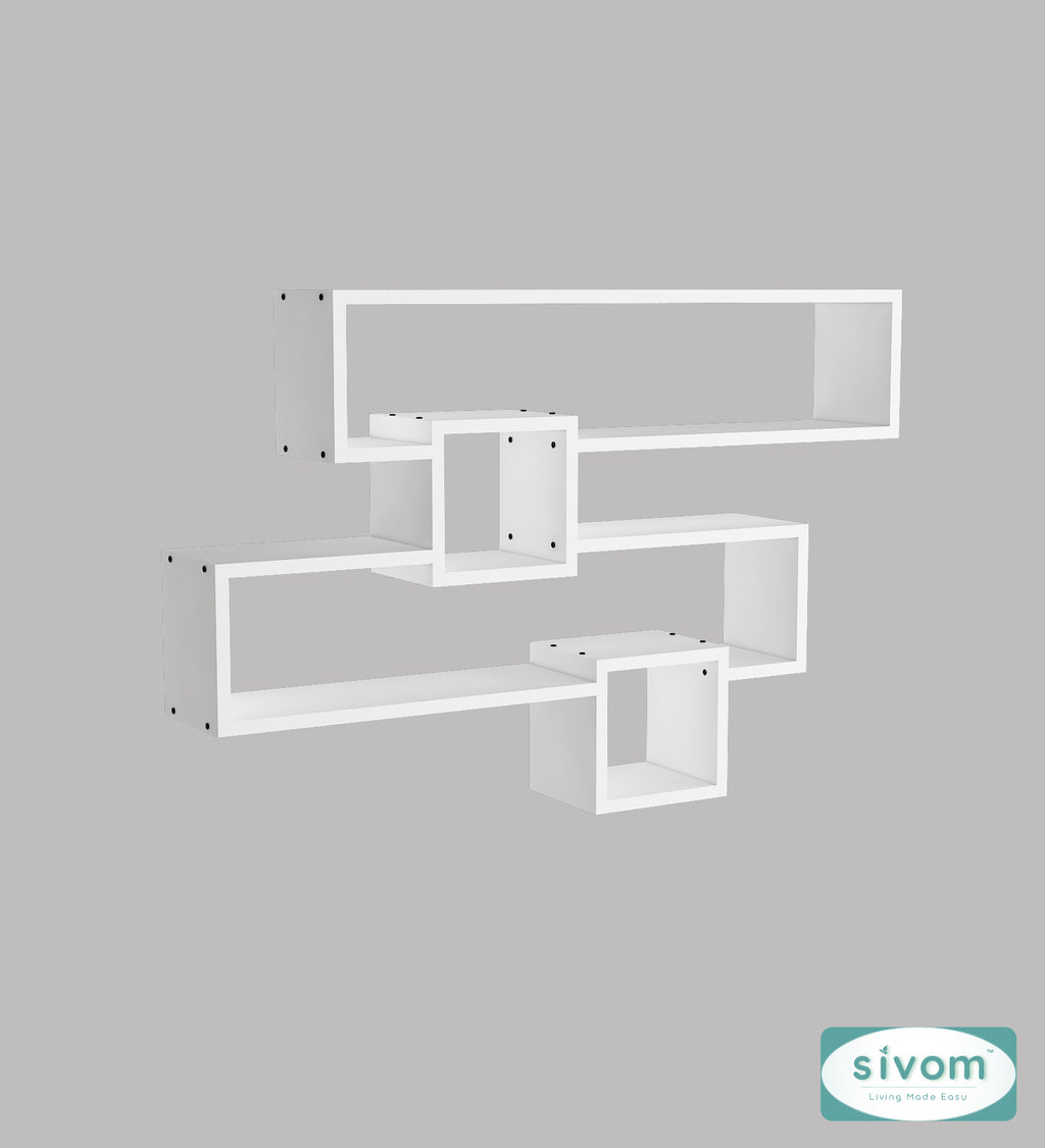 Sivom SIVOM CLAY Multipurpose Modular Wall Racks/Shelves/Organiser/Décor Particle Board Wall Shelf (Number of Shelves - 4, ) for Modern Homes | Elegant Design & Premium Finish