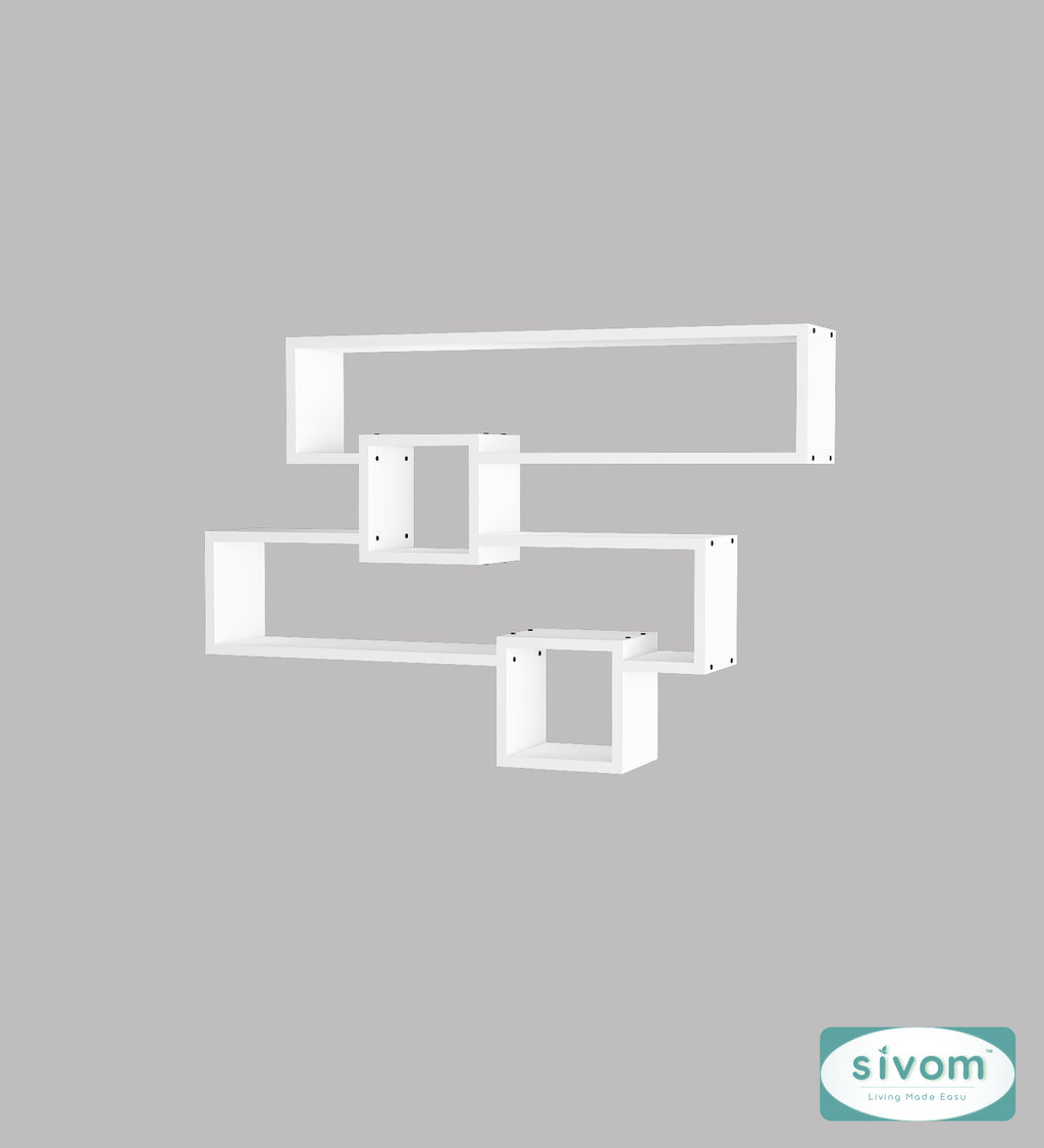 Sivom SIVOM CLAY Multipurpose Modular Wall Racks/Shelves/Organiser/Décor Particle Board Wall Shelf (Number of Shelves - 4, ) for Modern Homes | Elegant Design & Premium Finish
