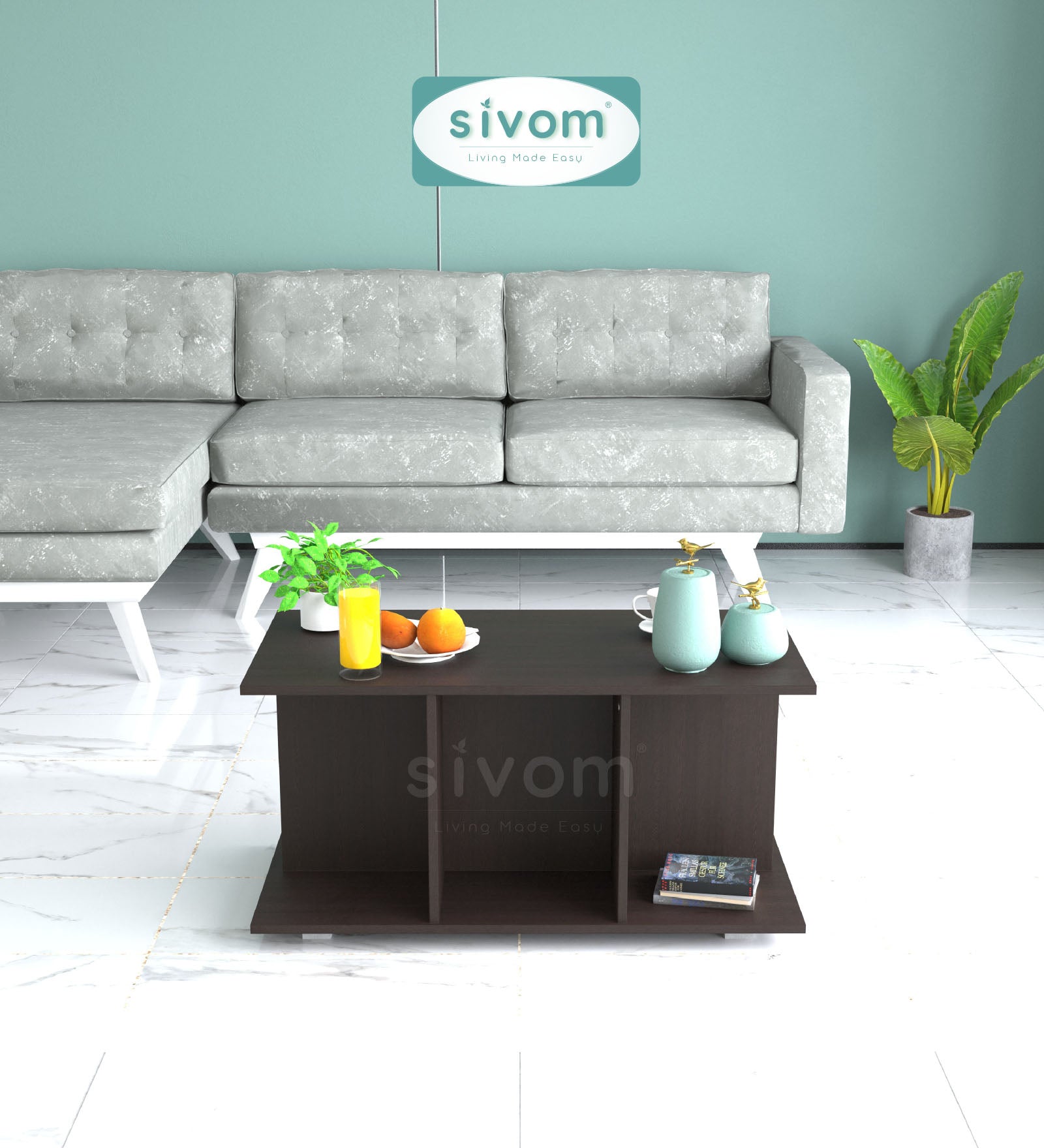 SIVOM Cooper Multipurpose Centre Table / Engineered Wood Coffee Table for Modern Homes | Elegant Design & Premium Finish
