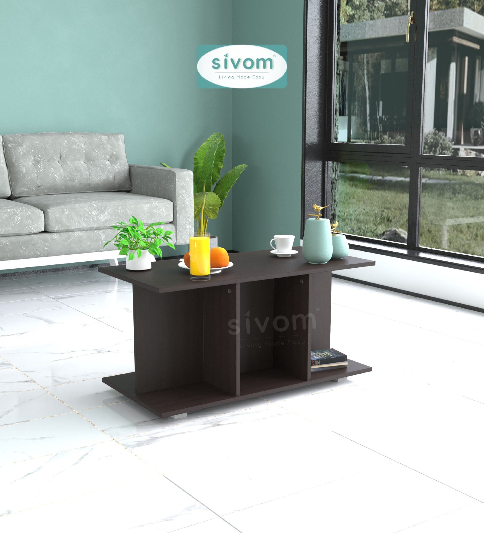 SIVOM Cooper Multipurpose Centre Table / Engineered Wood Coffee Table for Modern Homes | Elegant Design & Premium Finish
