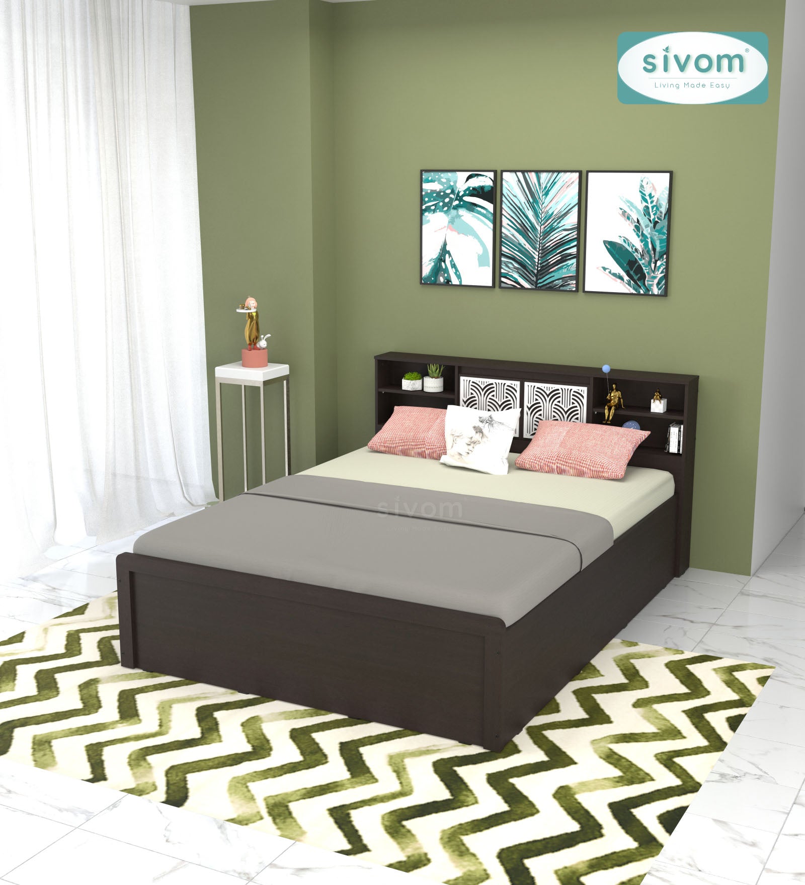 Sivom SIVOM Citrus Box Bed with Storage Engineered Wood Queen Box Bed for Modern Homes | Elegant Design & Premium Finish