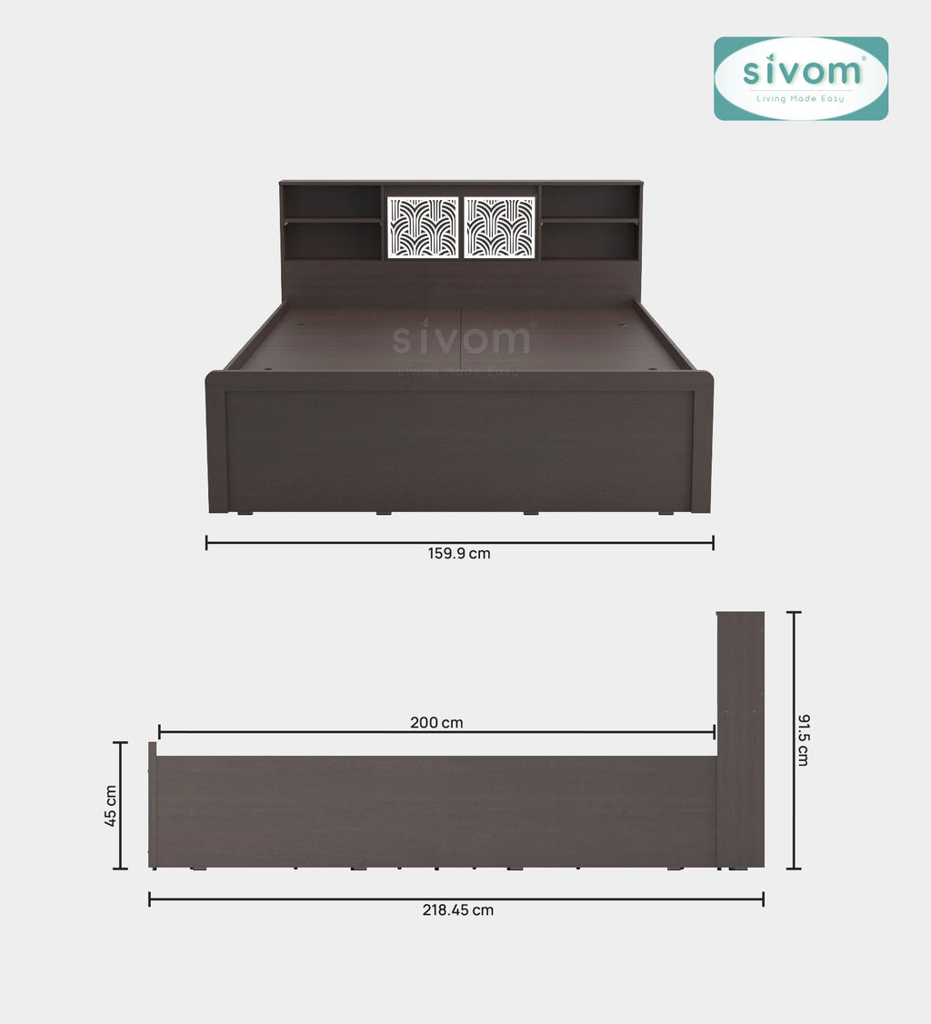 Sivom SIVOM Citrus Box Bed with Storage Engineered Wood Queen Box Bed for Modern Homes | Elegant Design & Premium Finish