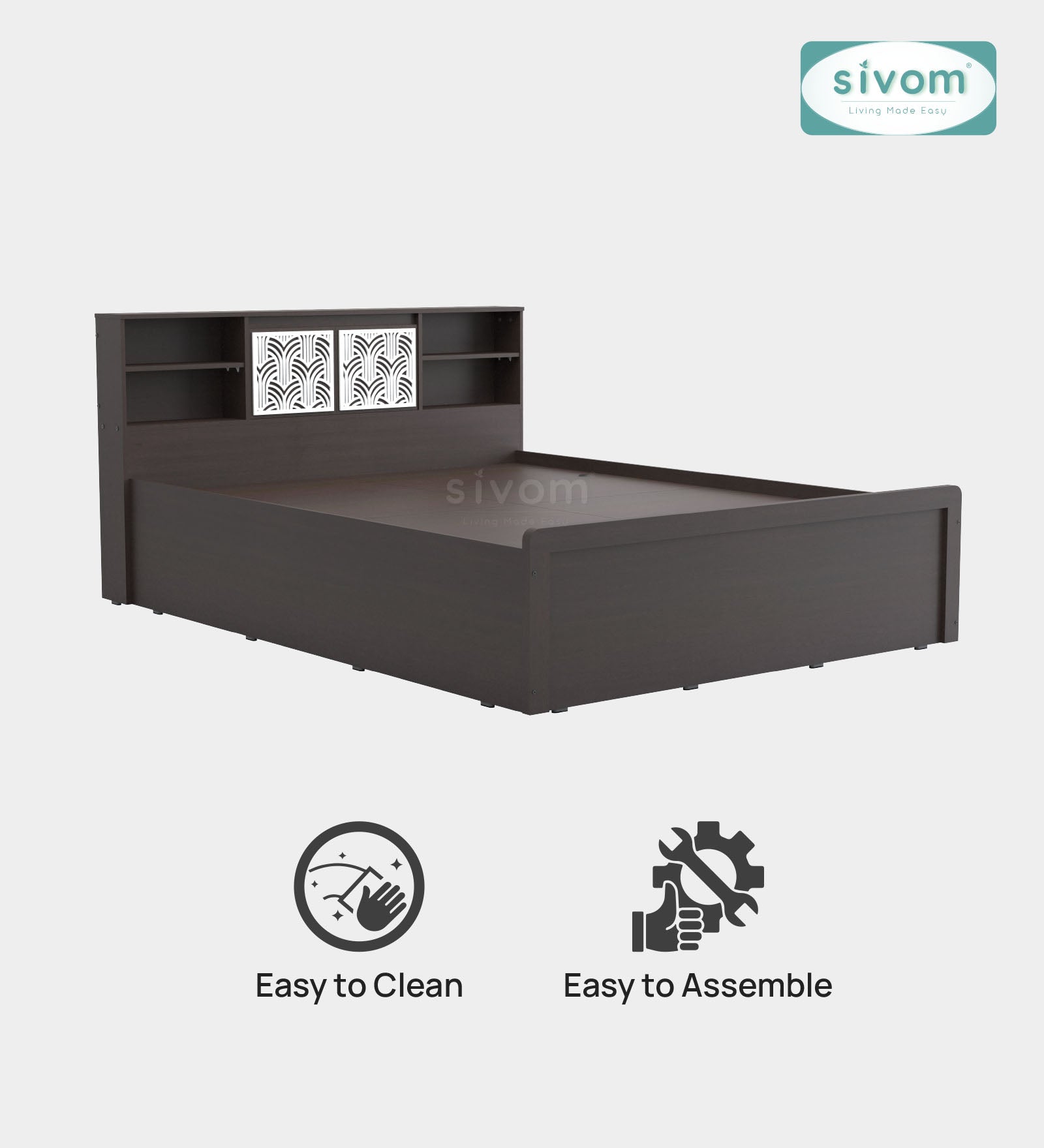 Sivom SIVOM Citrus Box Bed with Storage Engineered Wood Queen Box Bed for Modern Homes | Elegant Design & Premium Finish