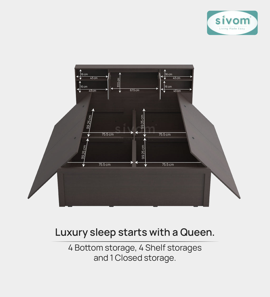 Sivom SIVOM Citrus Box Bed with Storage Engineered Wood Queen Box Bed for Modern Homes | Elegant Design & Premium Finish