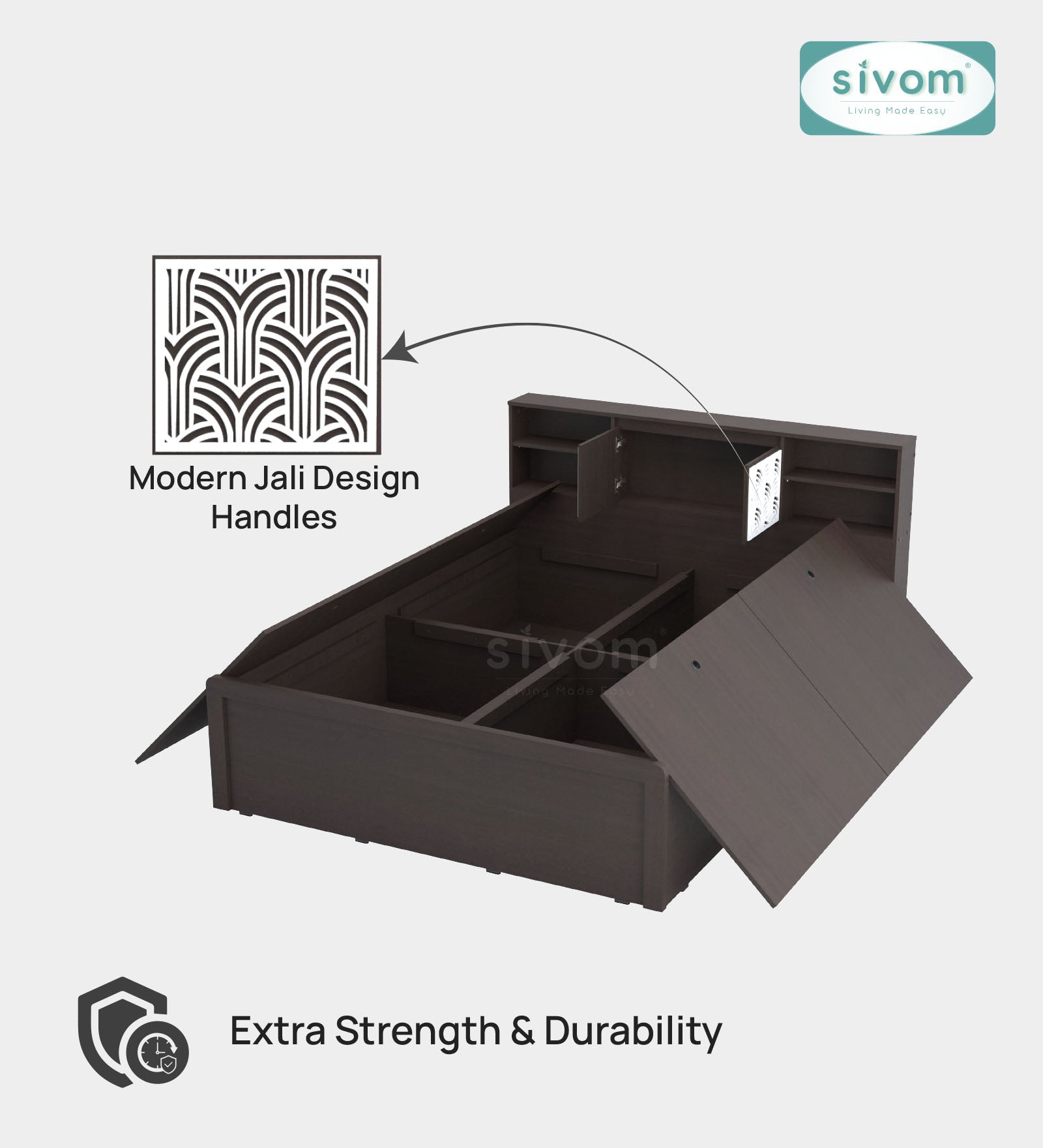 Sivom SIVOM Citrus Box Bed with Storage Engineered Wood Queen Box Bed for Modern Homes | Elegant Design & Premium Finish