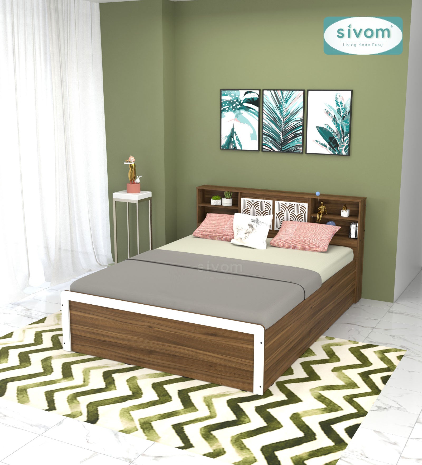 Sivom SIVOM Citrus Box Bed with Storage Engineered Wood Queen Box Bed for Modern Homes | Elegant Design & Premium Finish