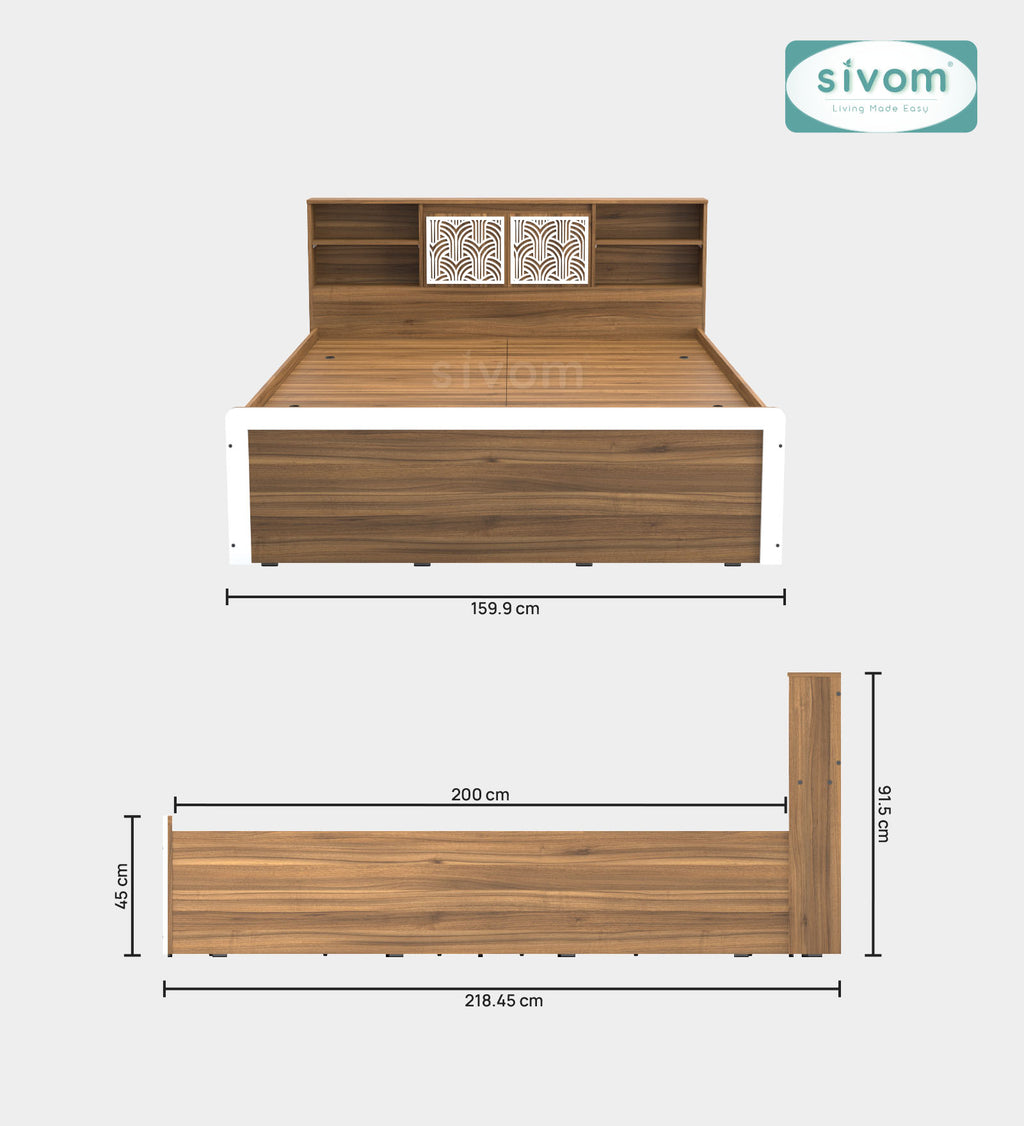 Sivom SIVOM Citrus Box Bed with Storage Engineered Wood Queen Box Bed for Modern Homes | Elegant Design & Premium Finish