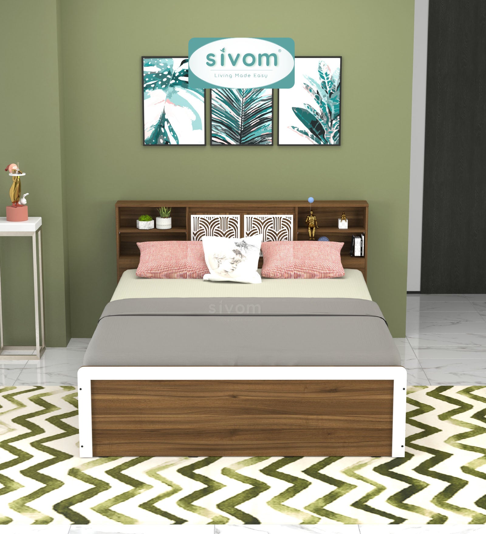Sivom SIVOM Citrus Box Bed with Storage Engineered Wood Queen Box Bed for Modern Homes | Elegant Design & Premium Finish