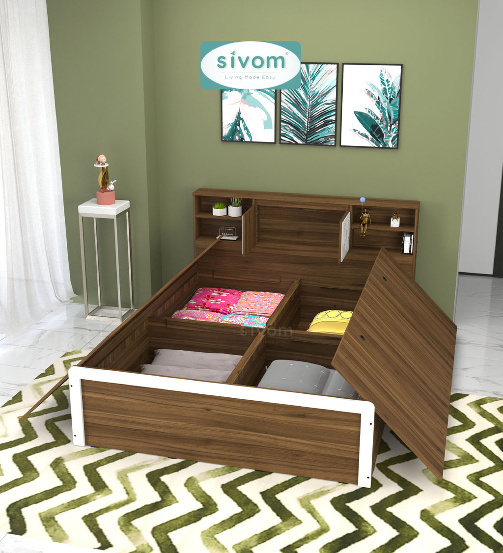 Sivom SIVOM Citrus Box Bed with Storage Engineered Wood Queen Box Bed for Modern Homes | Elegant Design & Premium Finish