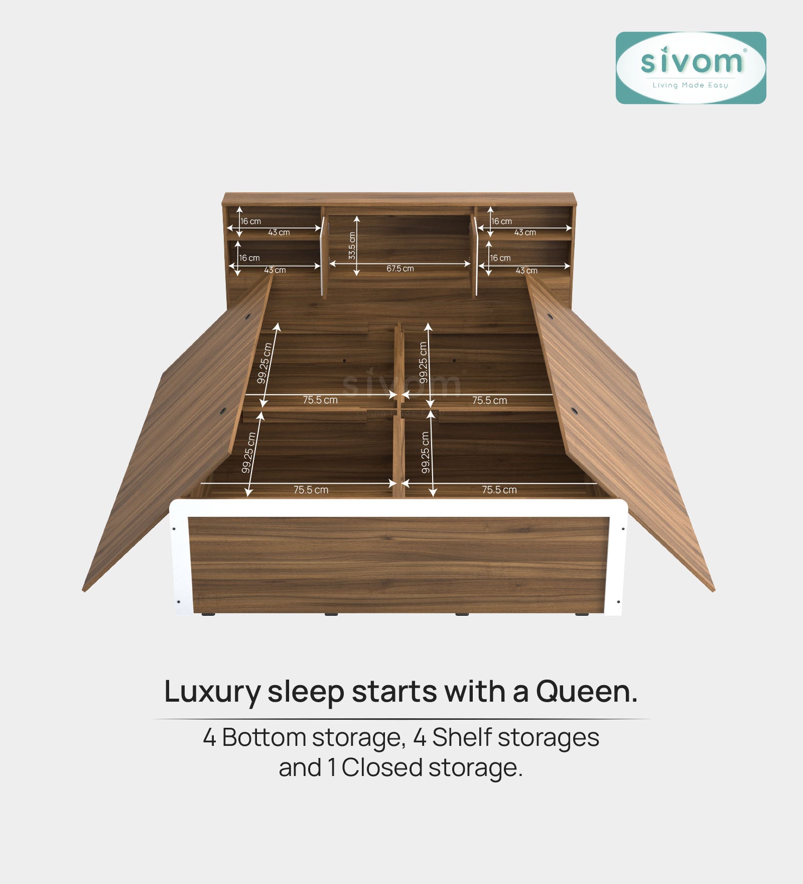 Sivom SIVOM Citrus Box Bed with Storage Engineered Wood Queen Box Bed for Modern Homes | Elegant Design & Premium Finish