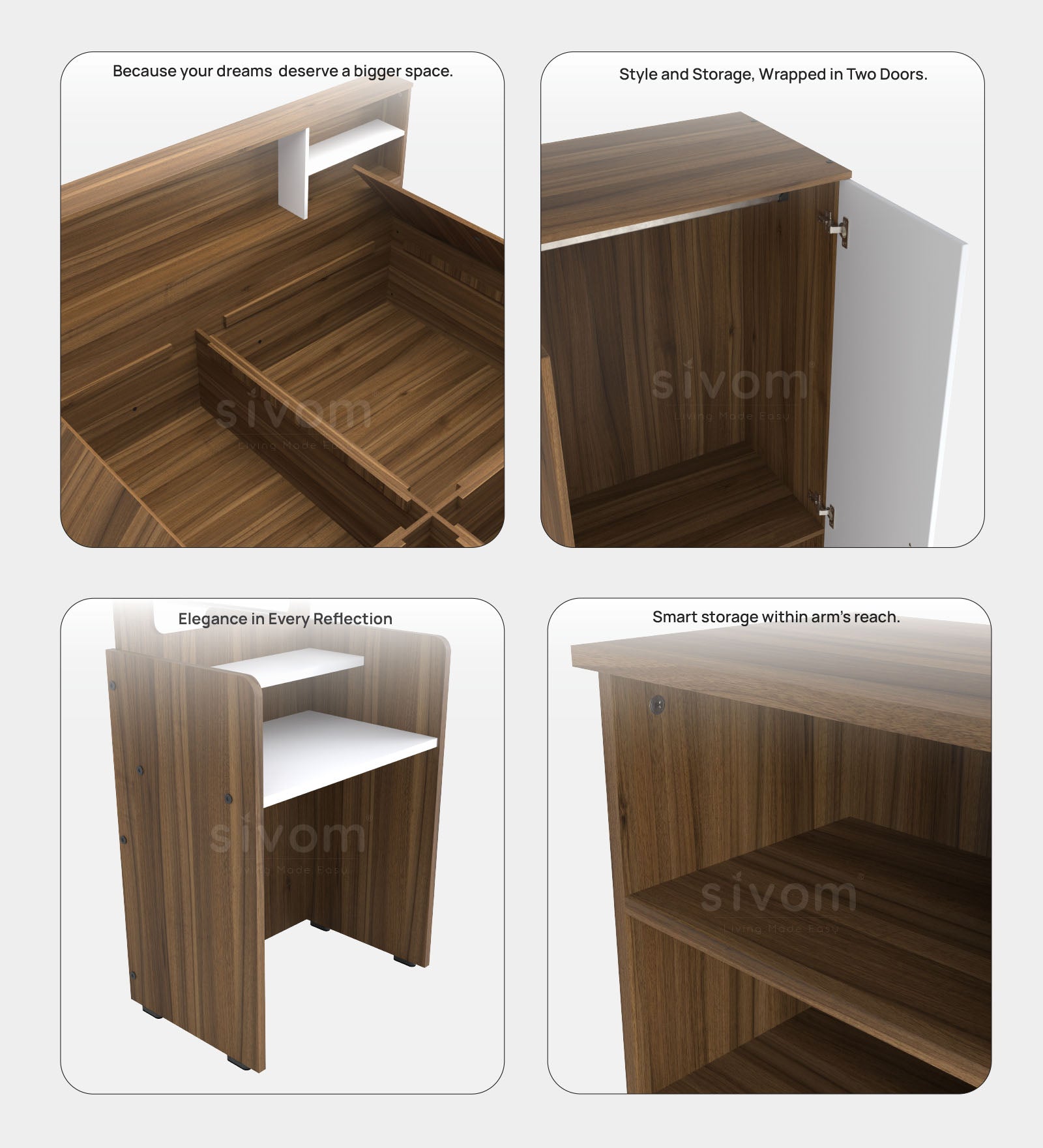 Sivom furniture Cosmo King With Storage Bedroom Combo