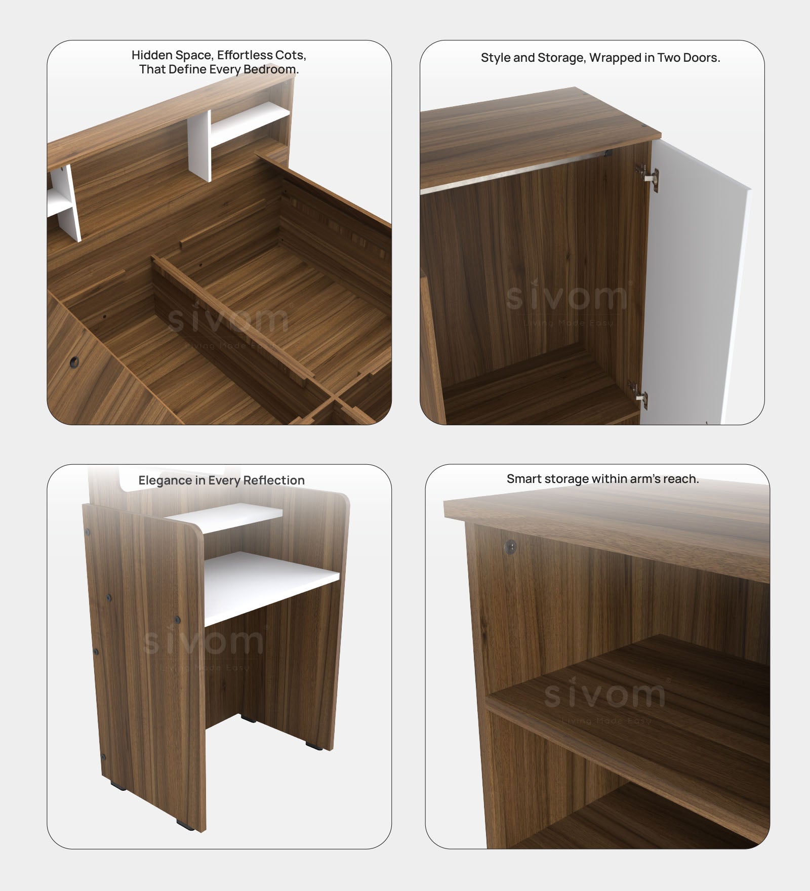 Sivom furniture Cosmo Queen WIth Storage Bedroom Combo