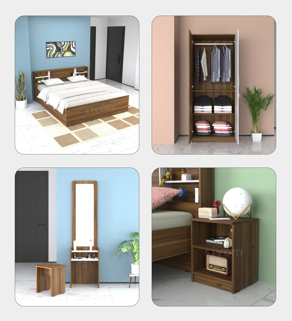 Sivom furniture Cosmo King With Storage Bedroom Combo