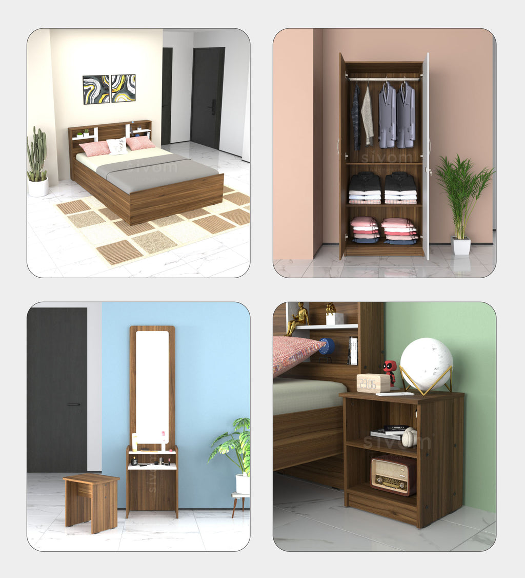 Sivom furniture Cosmo Queen WIth Storage Bedroom Combo