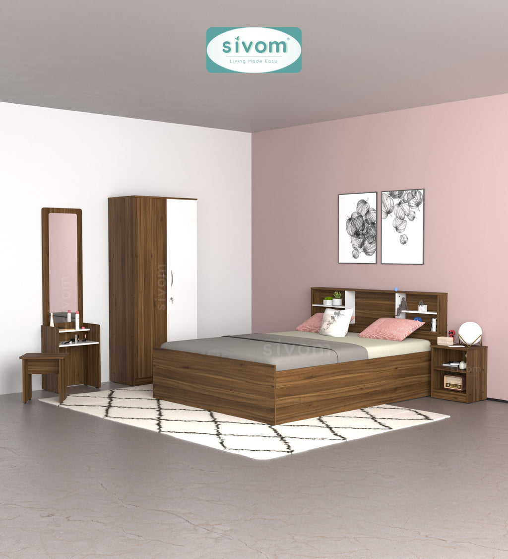 Sivom furniture Cosmo Queen WIth Storage Bedroom Combo