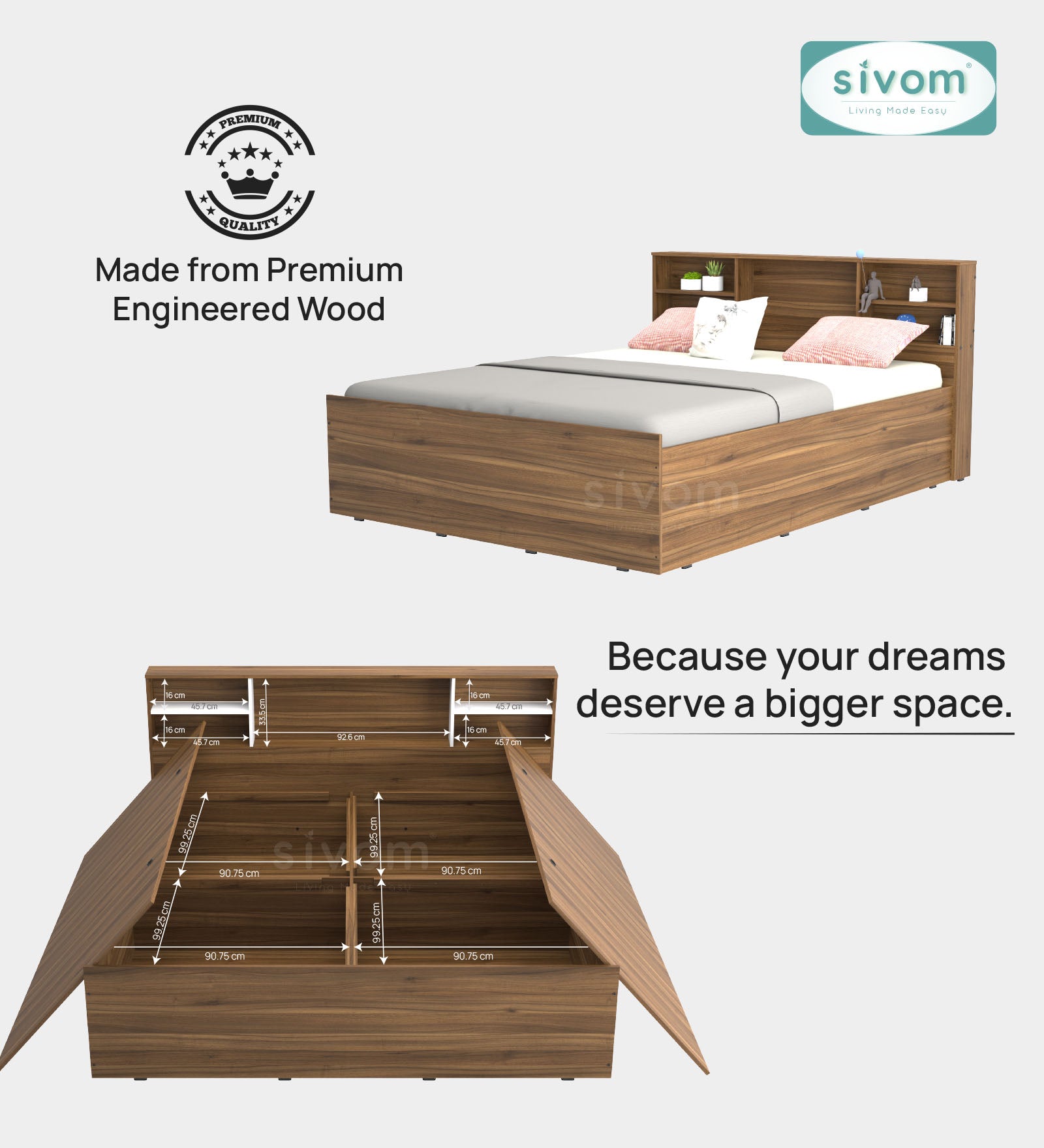Sivom furniture Cosmo King With Storage Bedroom Combo