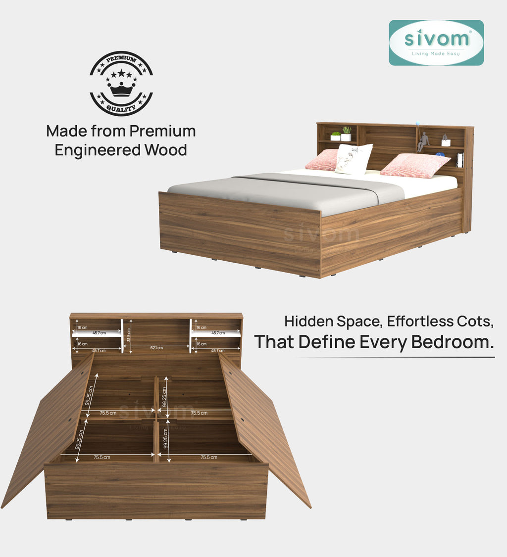 Sivom furniture Cosmo Queen WIth Storage Bedroom Combo