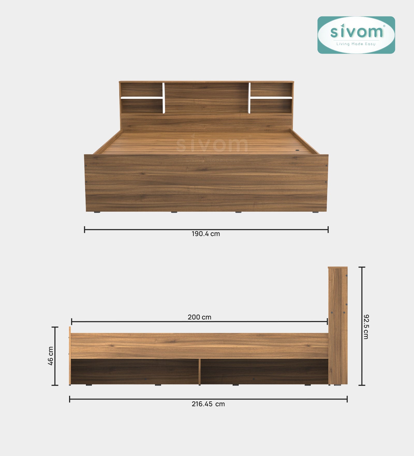 Sivom furniture Cosmo King With Storage Bedroom Combo
