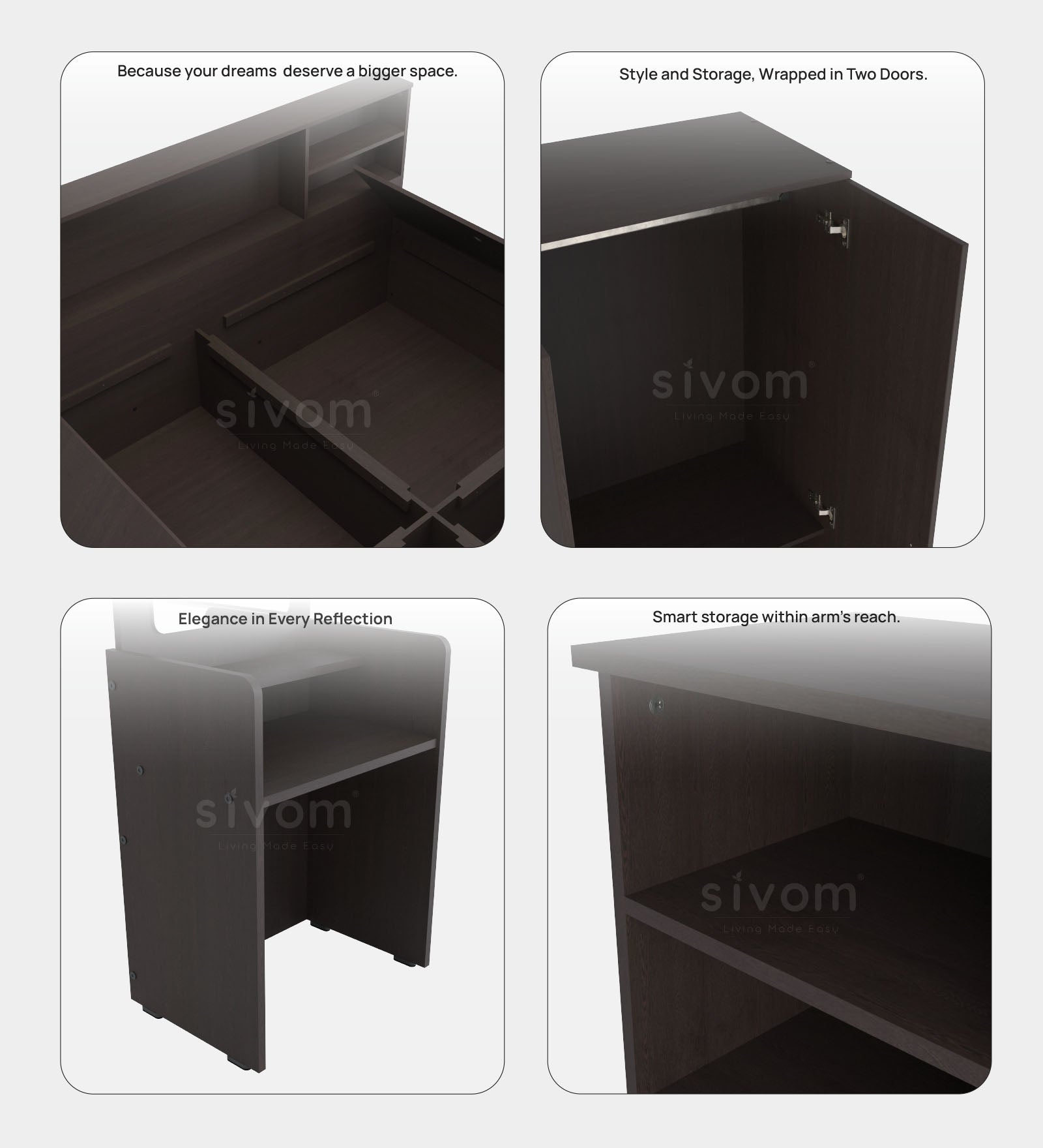 Sivom furniture Cosmo King With Storage Bedroom Combo