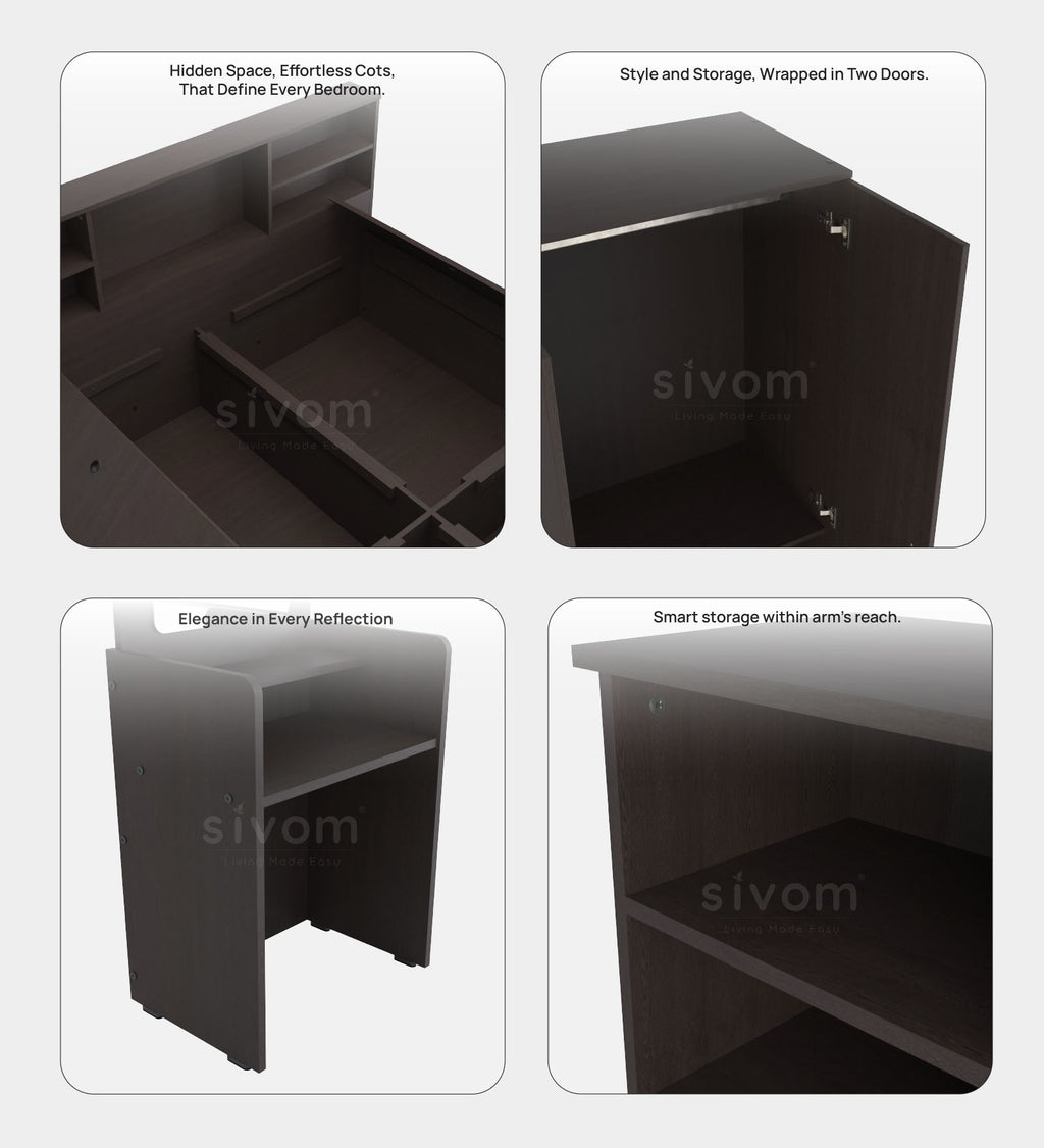 Sivom furniture Cosmo Queen WIth Storage Bedroom Combo