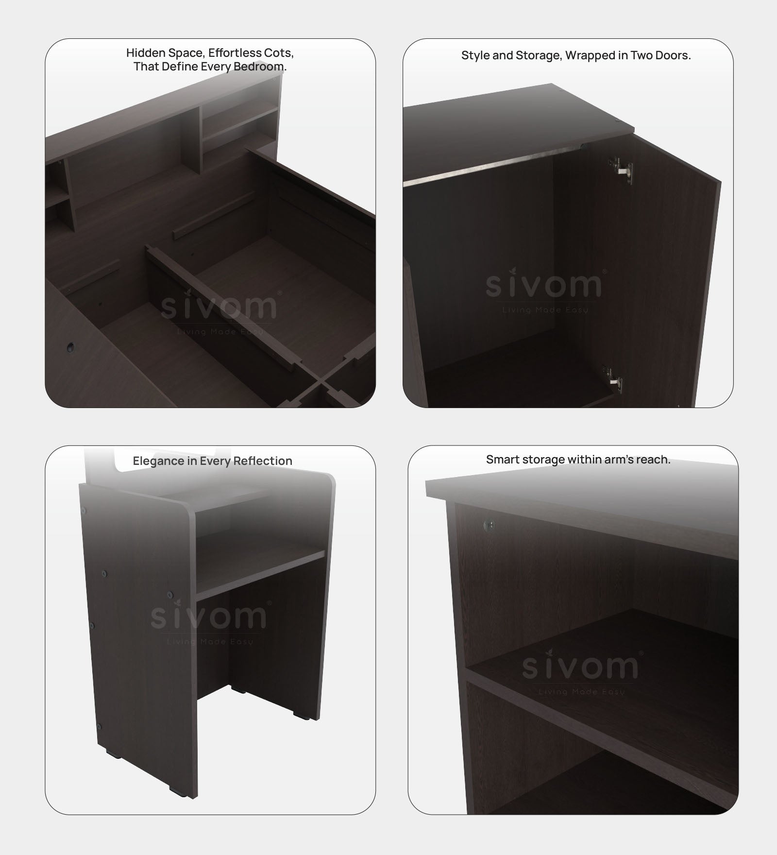 Sivom furniture Cosmo Queen WIth Storage Bedroom Combo