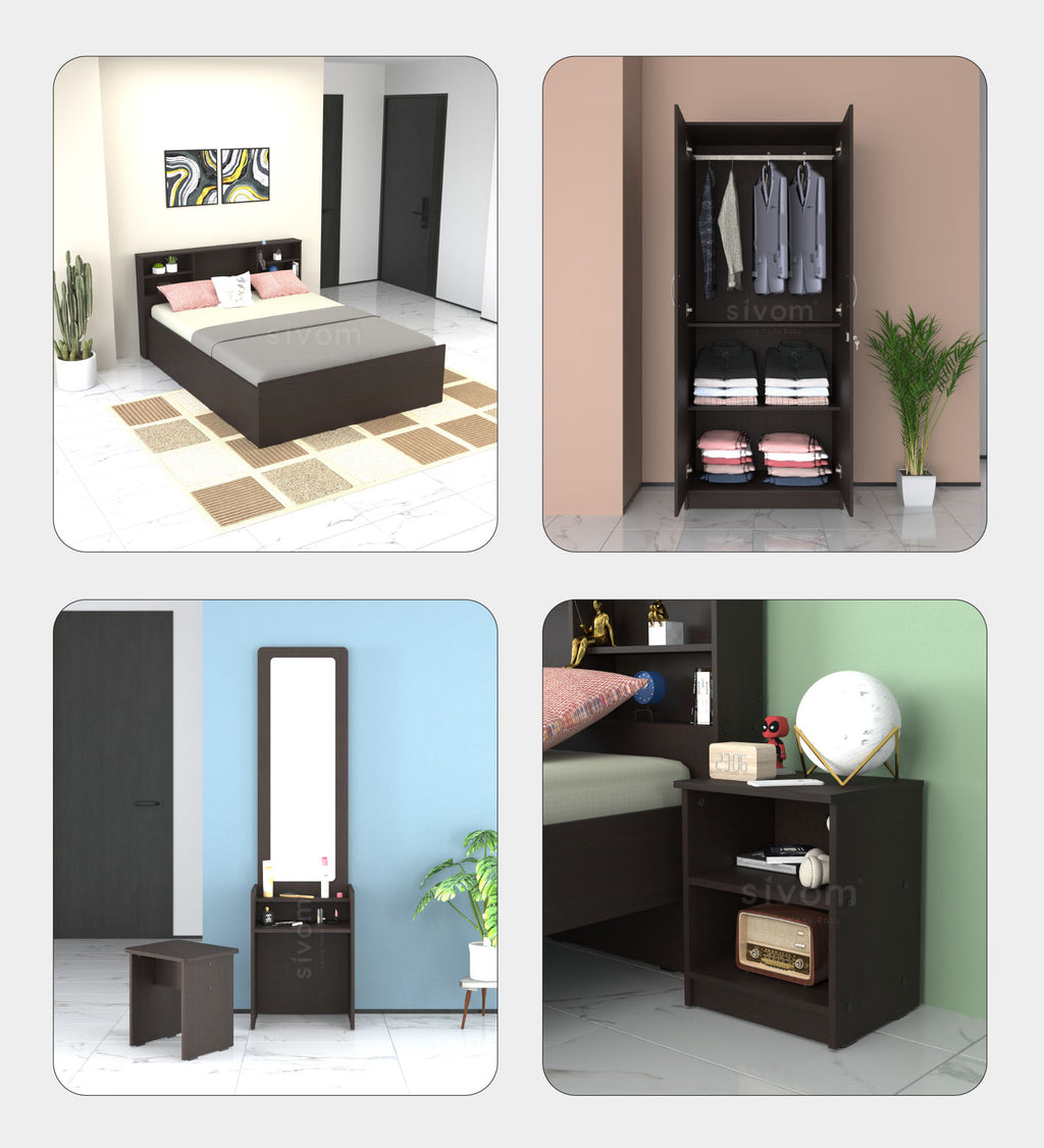 Sivom furniture Cosmo Queen WIth Storage Bedroom Combo