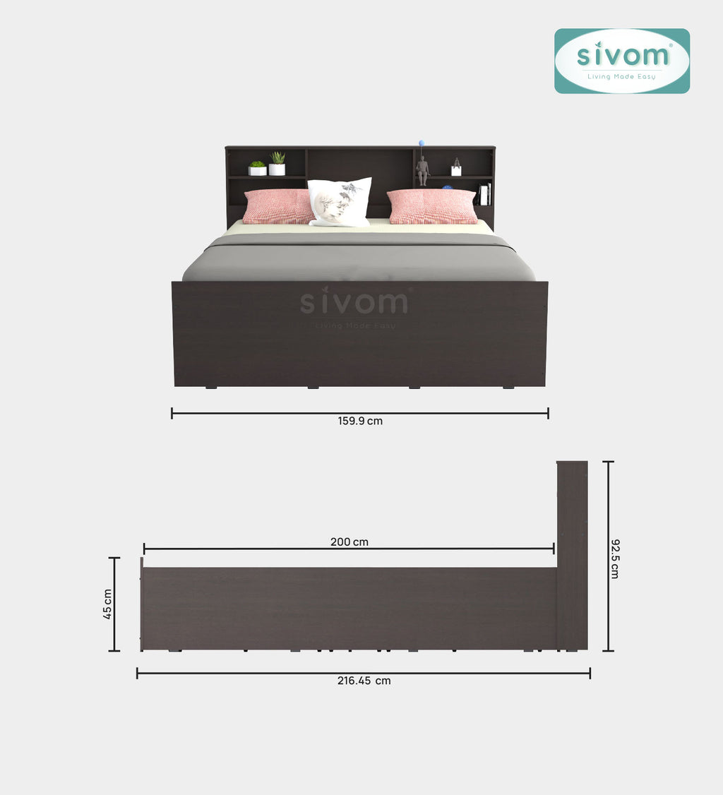 Sivom furniture Cosmo Queen WIth Storage Bedroom Combo