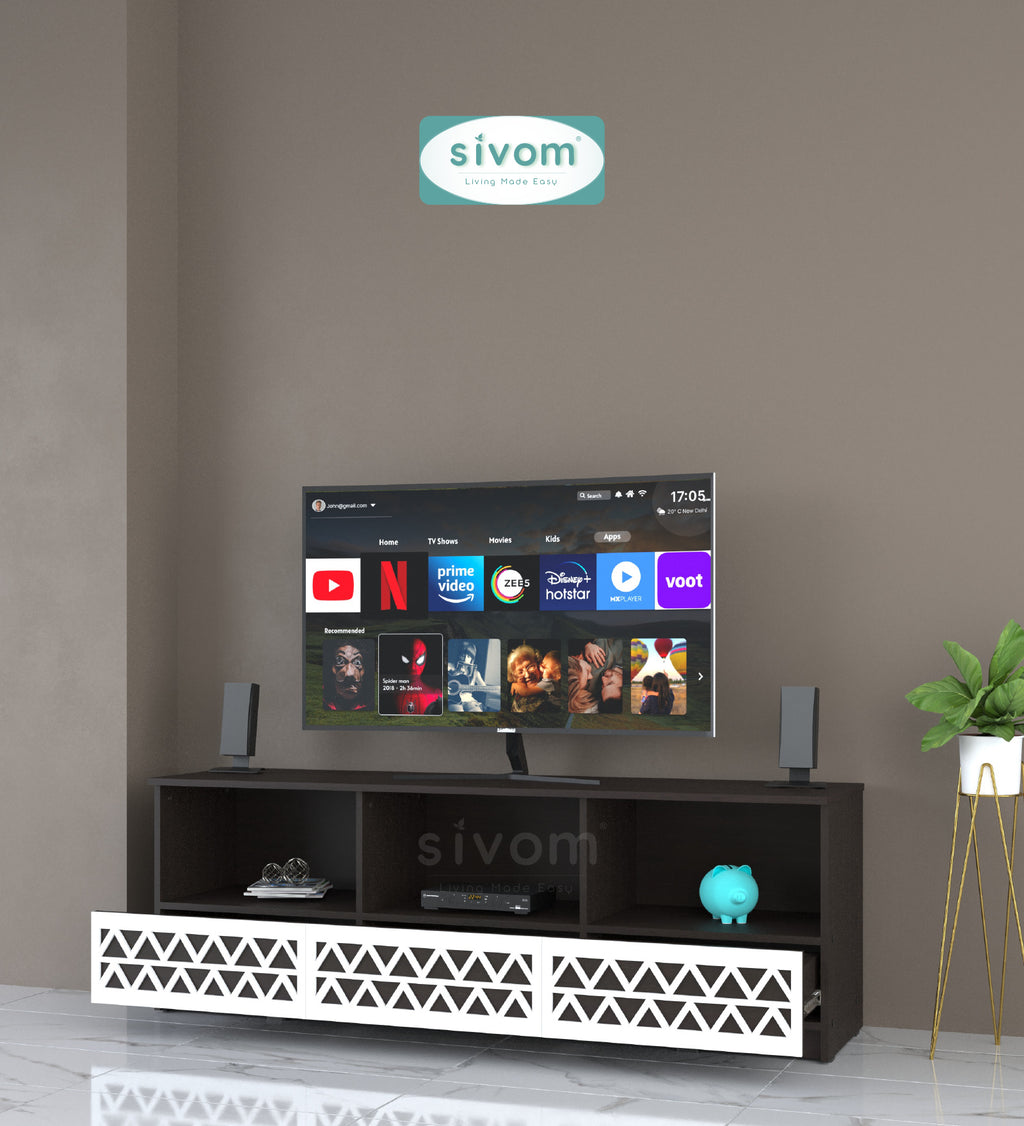 Sivom SIVOM Cozy Multipurpose TV Unit fits upto 55 inch with Storage Engineered Wood TV Entertainment Unit for Modern Homes | Elegant Design & Premium Finish