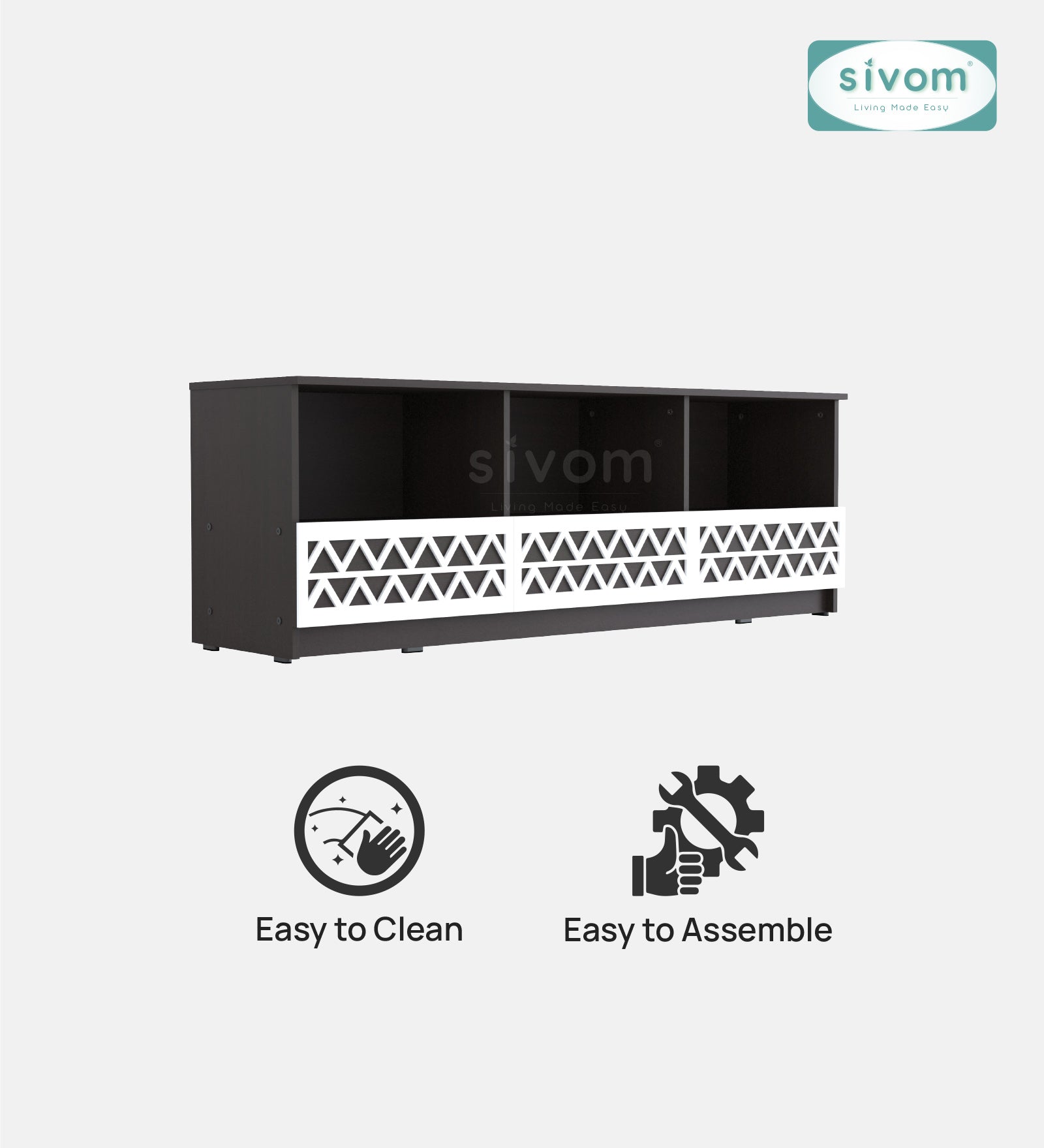 Sivom SIVOM Cozy Multipurpose TV Unit fits upto 55 inch with Storage Engineered Wood TV Entertainment Unit for Modern Homes | Elegant Design & Premium Finish