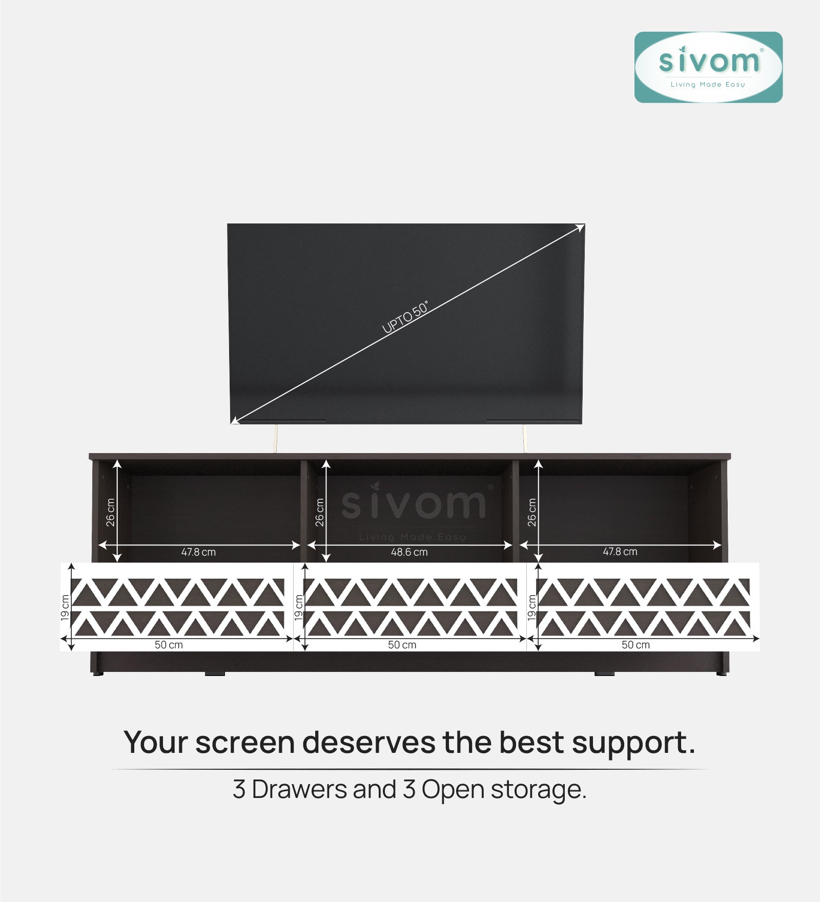 Sivom SIVOM Cozy Multipurpose TV Unit fits upto 55 inch with Storage Engineered Wood TV Entertainment Unit for Modern Homes | Elegant Design & Premium Finish