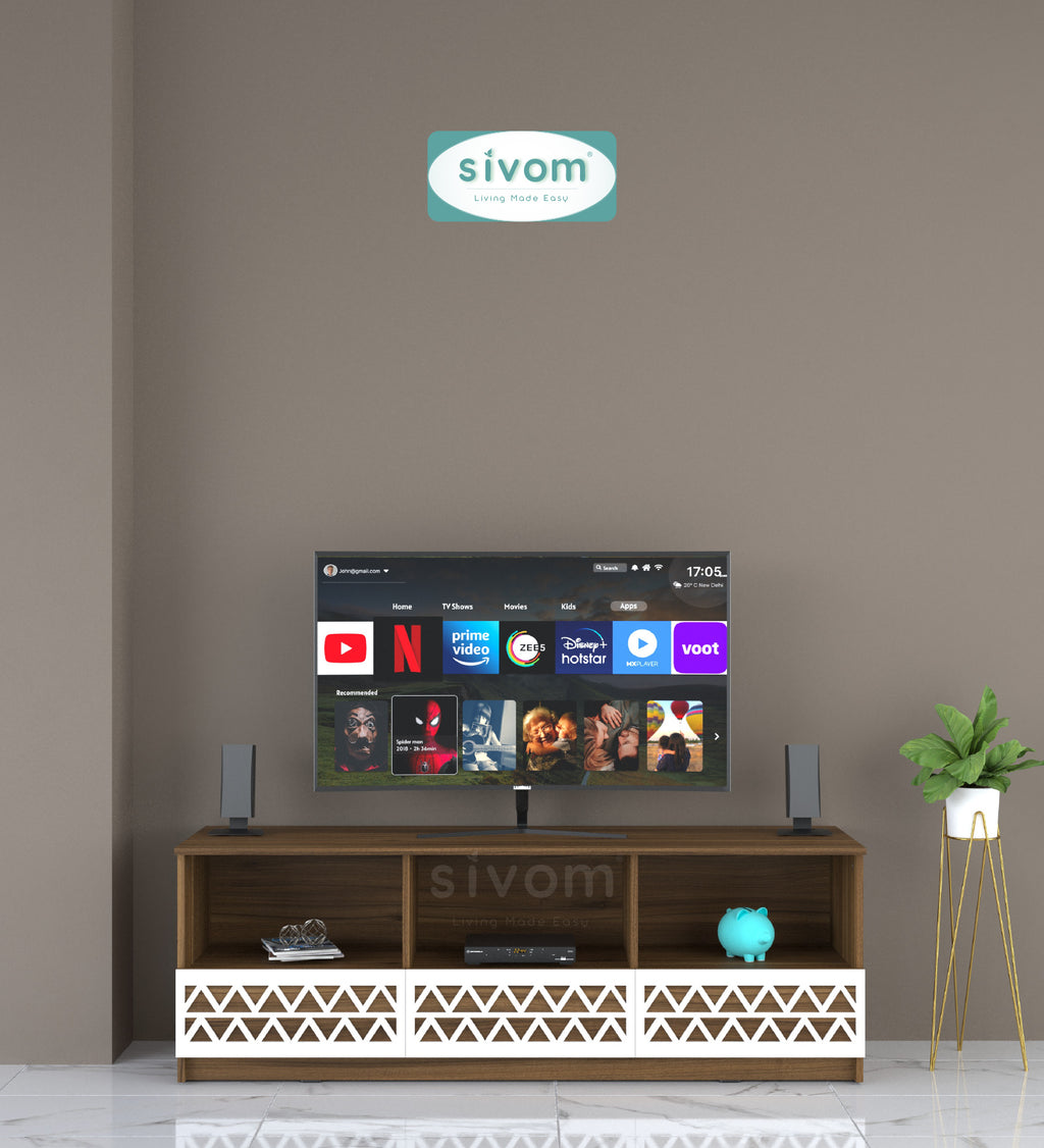 Sivom SIVOM Cozy Multipurpose TV Unit fits upto 55 inch with Storage Engineered Wood TV Entertainment Unit for Modern Homes | Elegant Design & Premium Finish