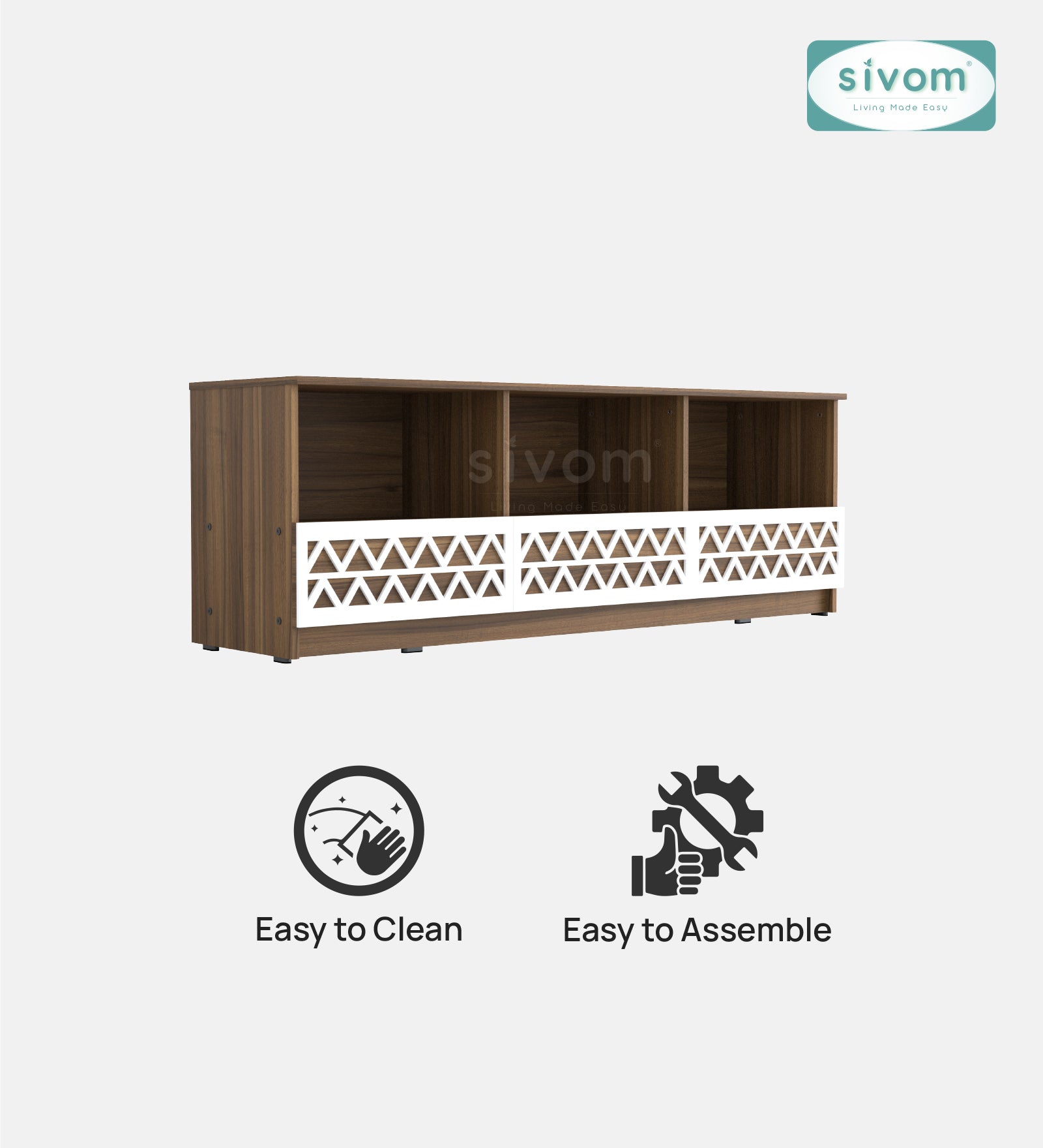 Sivom SIVOM Cozy Multipurpose TV Unit fits upto 55 inch with Storage Engineered Wood TV Entertainment Unit for Modern Homes | Elegant Design & Premium Finish