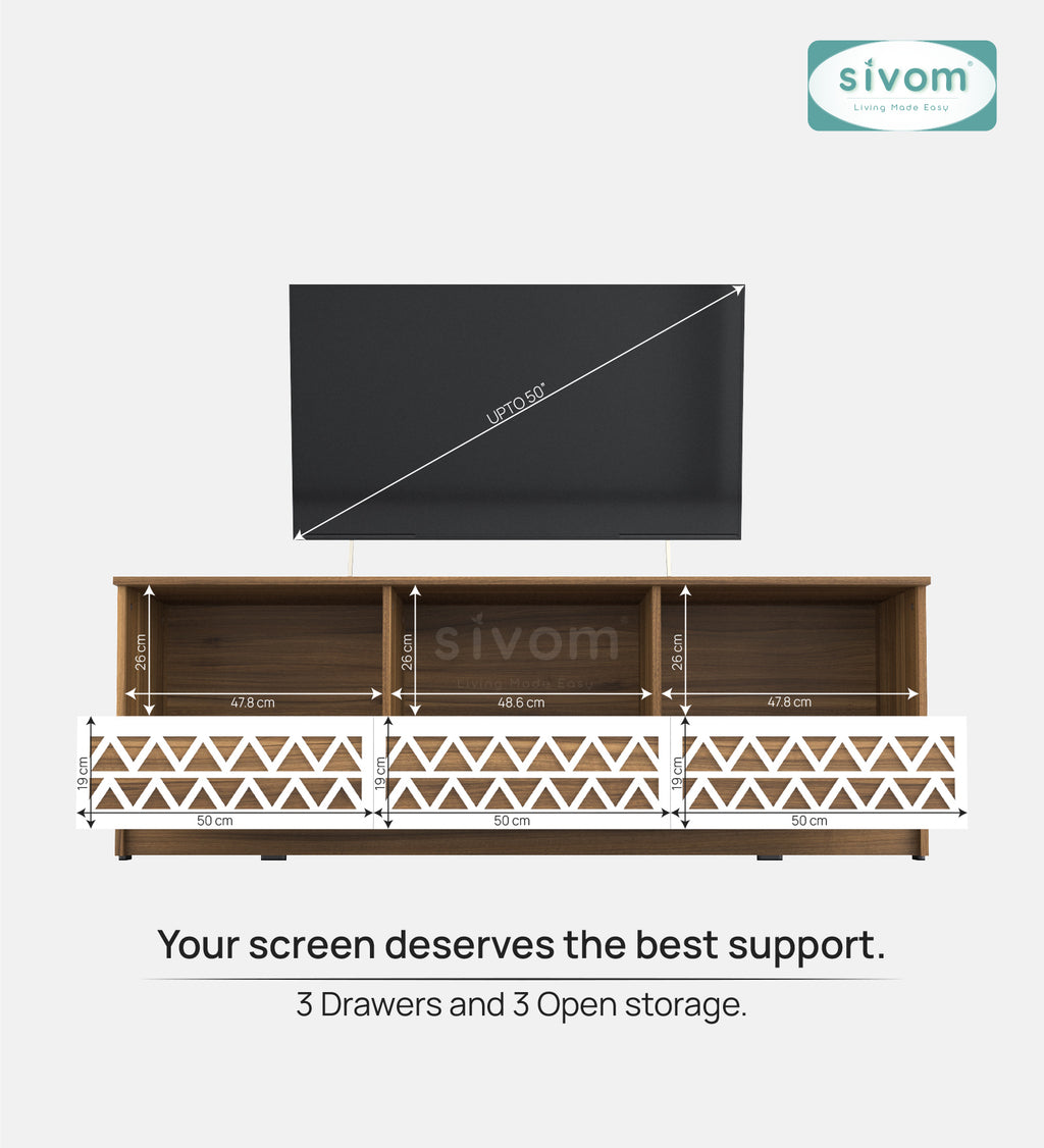 Sivom SIVOM Cozy Multipurpose TV Unit fits upto 55 inch with Storage Engineered Wood TV Entertainment Unit for Modern Homes | Elegant Design & Premium Finish