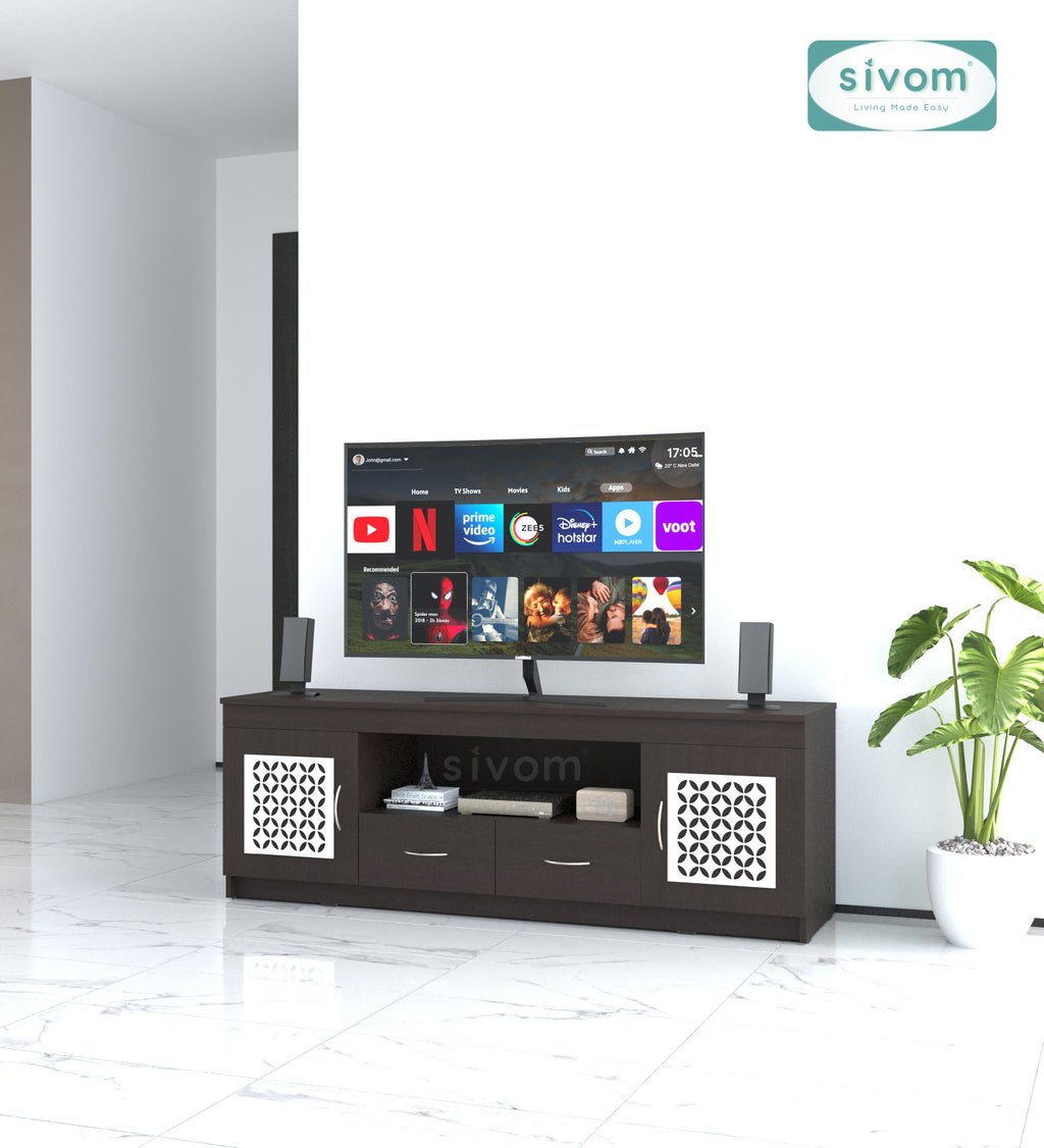 Sivom SIVOM Crafty Multipurpose TV Unit fits upto 55 inch with Storage Engineered Wood TV Entertainment Unit for Modern Homes | Elegant Design & Premium Finish