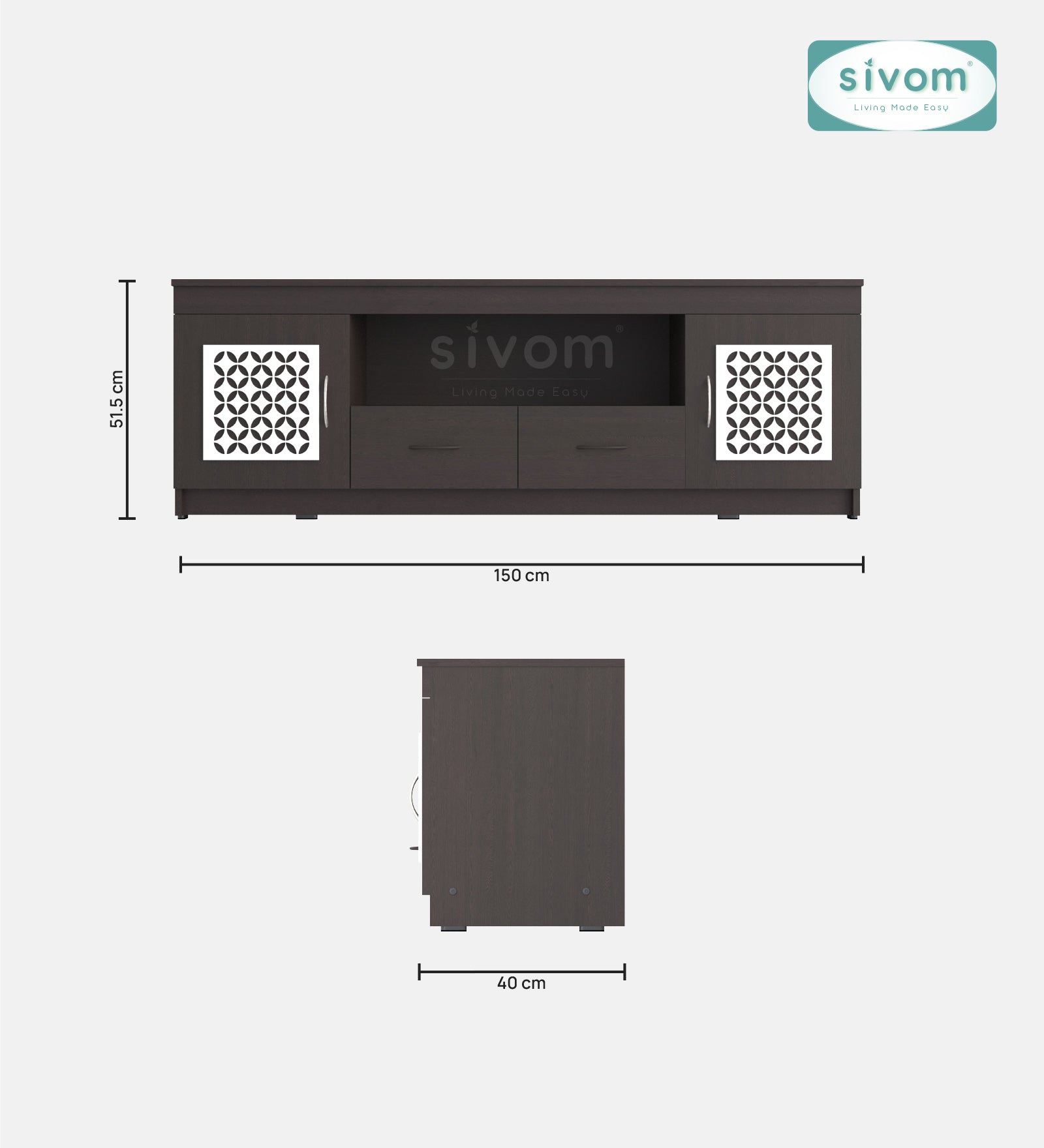 Sivom SIVOM Crafty Multipurpose TV Unit fits upto 55 inch with Storage Engineered Wood TV Entertainment Unit for Modern Homes | Elegant Design & Premium Finish