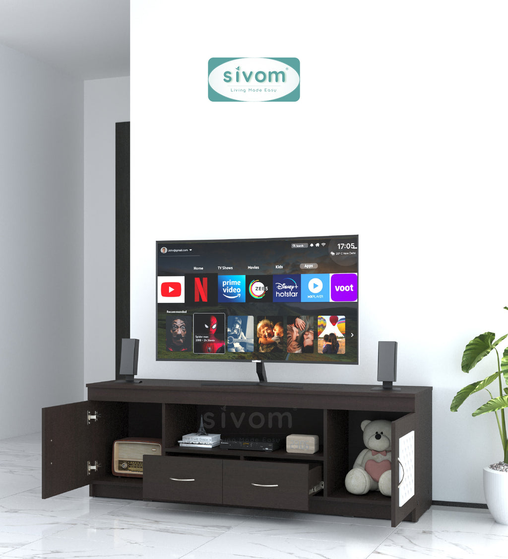 Sivom SIVOM Crafty Multipurpose TV Unit fits upto 55 inch with Storage Engineered Wood TV Entertainment Unit for Modern Homes | Elegant Design & Premium Finish