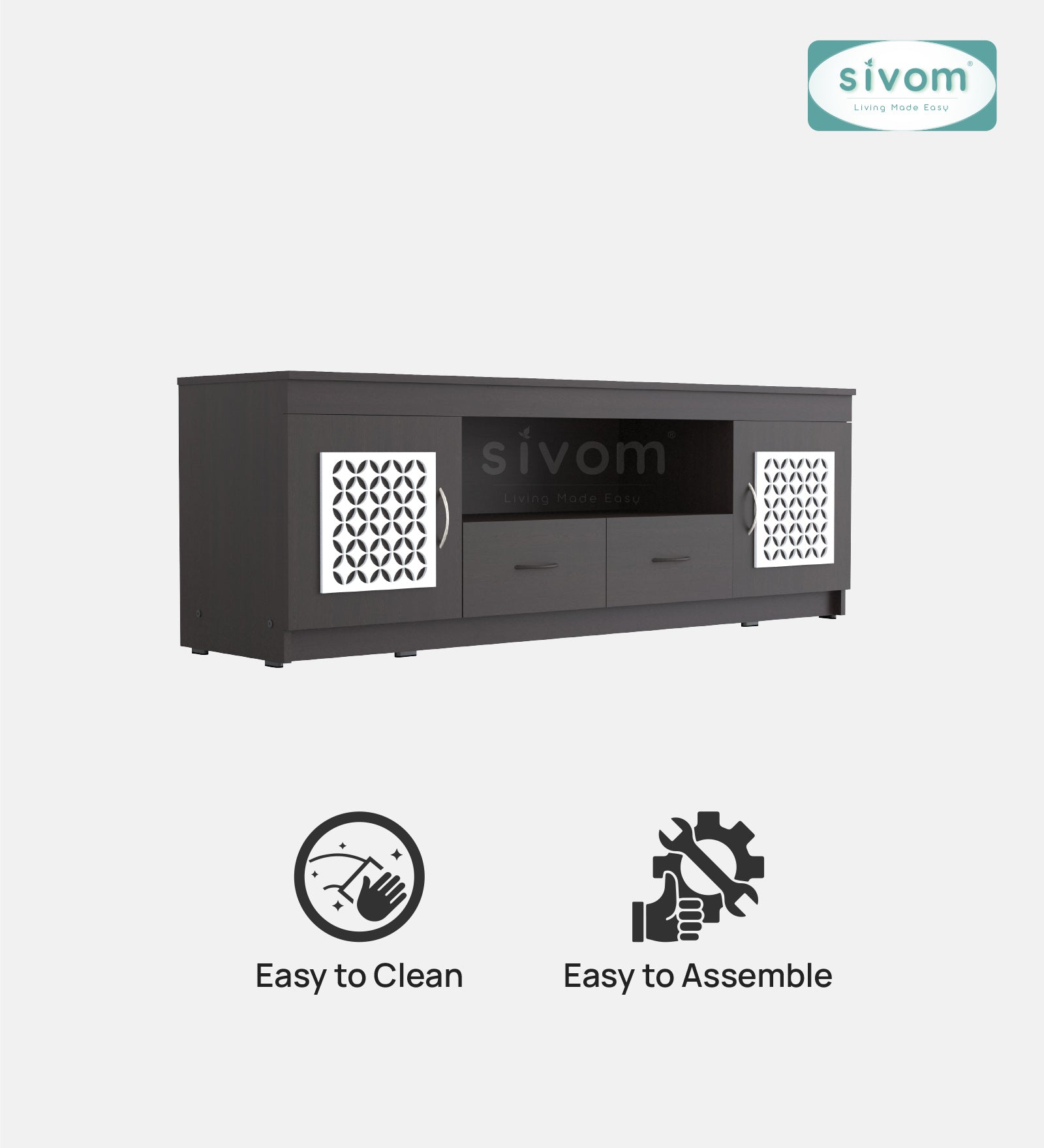 Sivom SIVOM Crafty Multipurpose TV Unit fits upto 55 inch with Storage Engineered Wood TV Entertainment Unit for Modern Homes | Elegant Design & Premium Finish