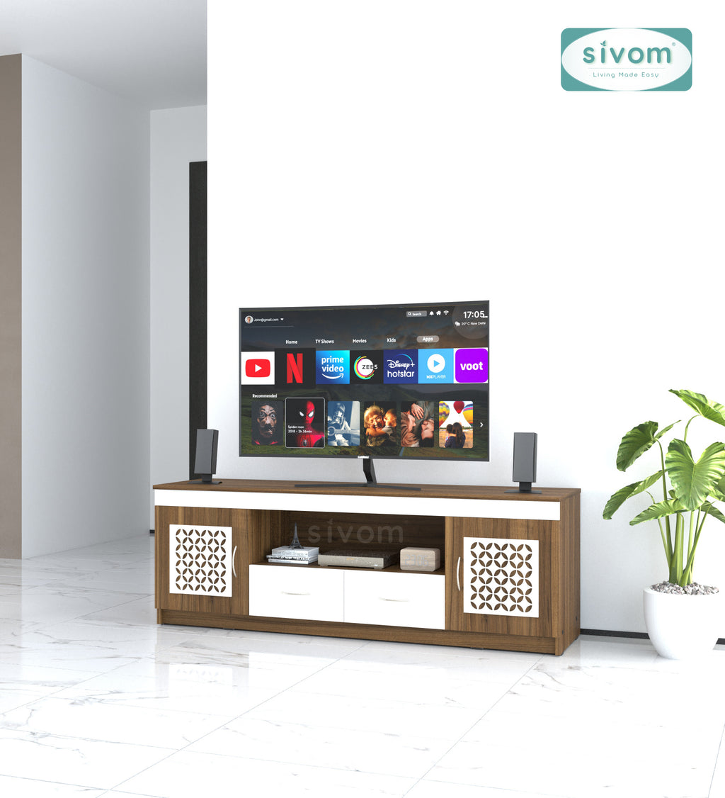 Sivom SIVOM Crafty Multipurpose TV Unit fits upto 55 inch with Storage Engineered Wood TV Entertainment Unit for Modern Homes | Elegant Design & Premium Finish