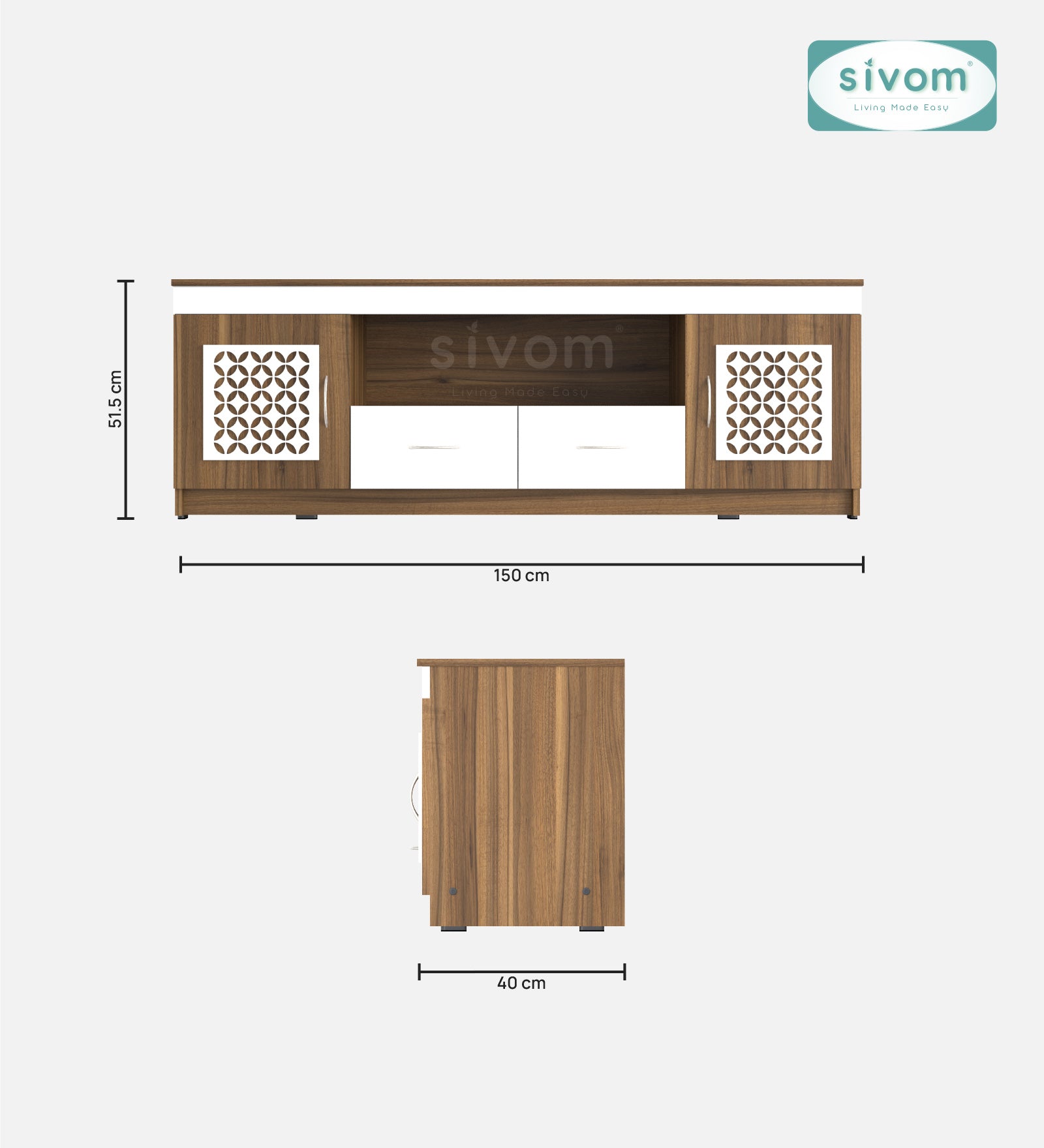 Sivom SIVOM Crafty Multipurpose TV Unit fits upto 55 inch with Storage Engineered Wood TV Entertainment Unit for Modern Homes | Elegant Design & Premium Finish