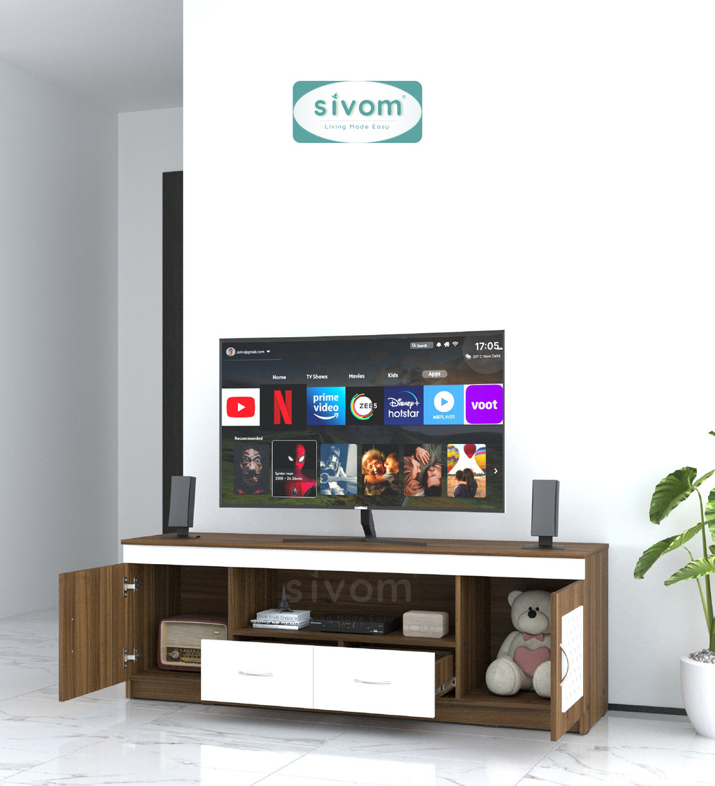 Sivom SIVOM Crafty Multipurpose TV Unit fits upto 55 inch with Storage Engineered Wood TV Entertainment Unit for Modern Homes | Elegant Design & Premium Finish