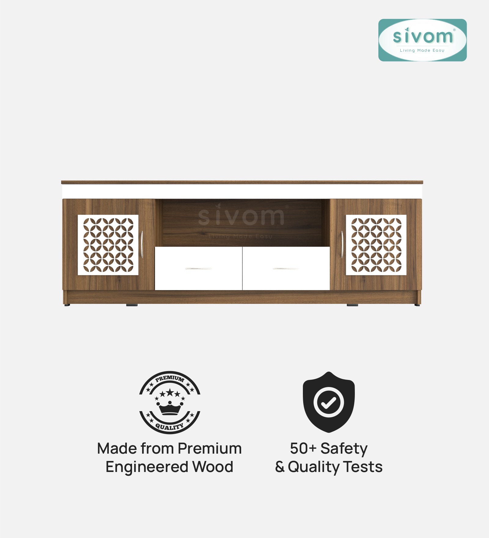 Sivom SIVOM Crafty Multipurpose TV Unit fits upto 55 inch with Storage Engineered Wood TV Entertainment Unit for Modern Homes | Elegant Design & Premium Finish