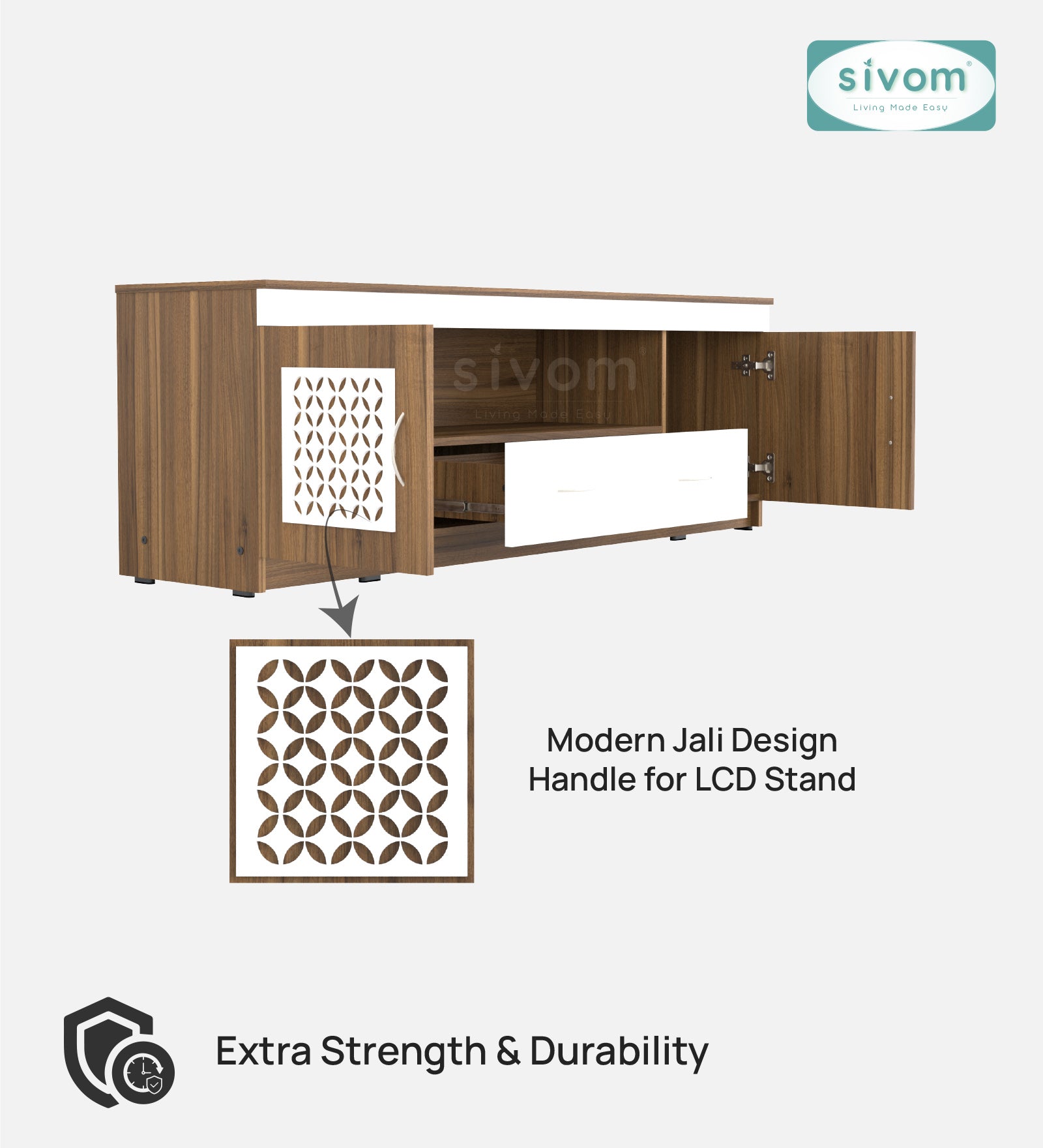 Sivom SIVOM Crafty Multipurpose TV Unit fits upto 55 inch with Storage Engineered Wood TV Entertainment Unit for Modern Homes | Elegant Design & Premium Finish