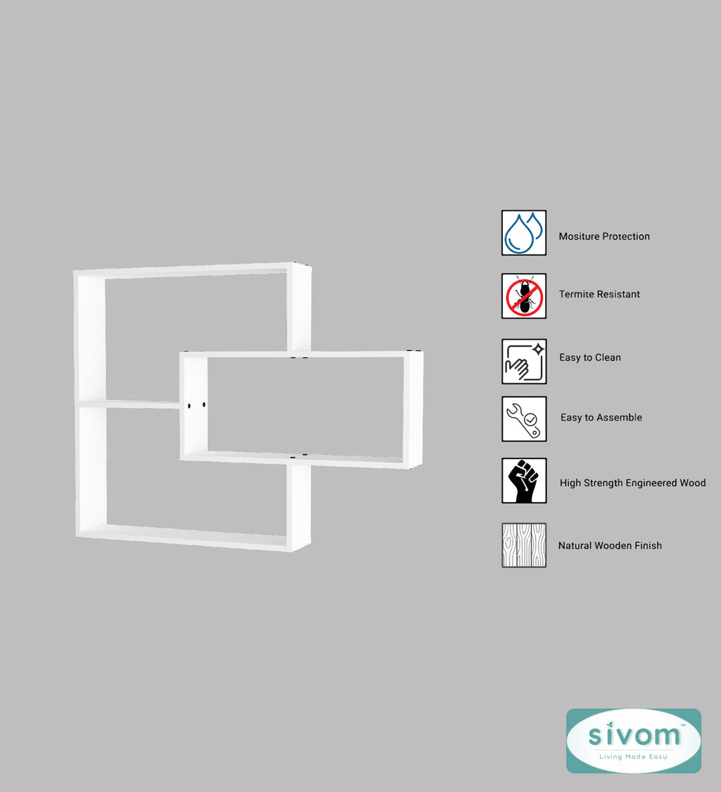 Sivom SIVOM CRIP Multipurpose Modular Wall Racks/Shelves/Organiser/Décor Particle Board Wall Shelf (Number of Shelves - 5, ) for Modern Homes | Elegant Design & Premium Finish