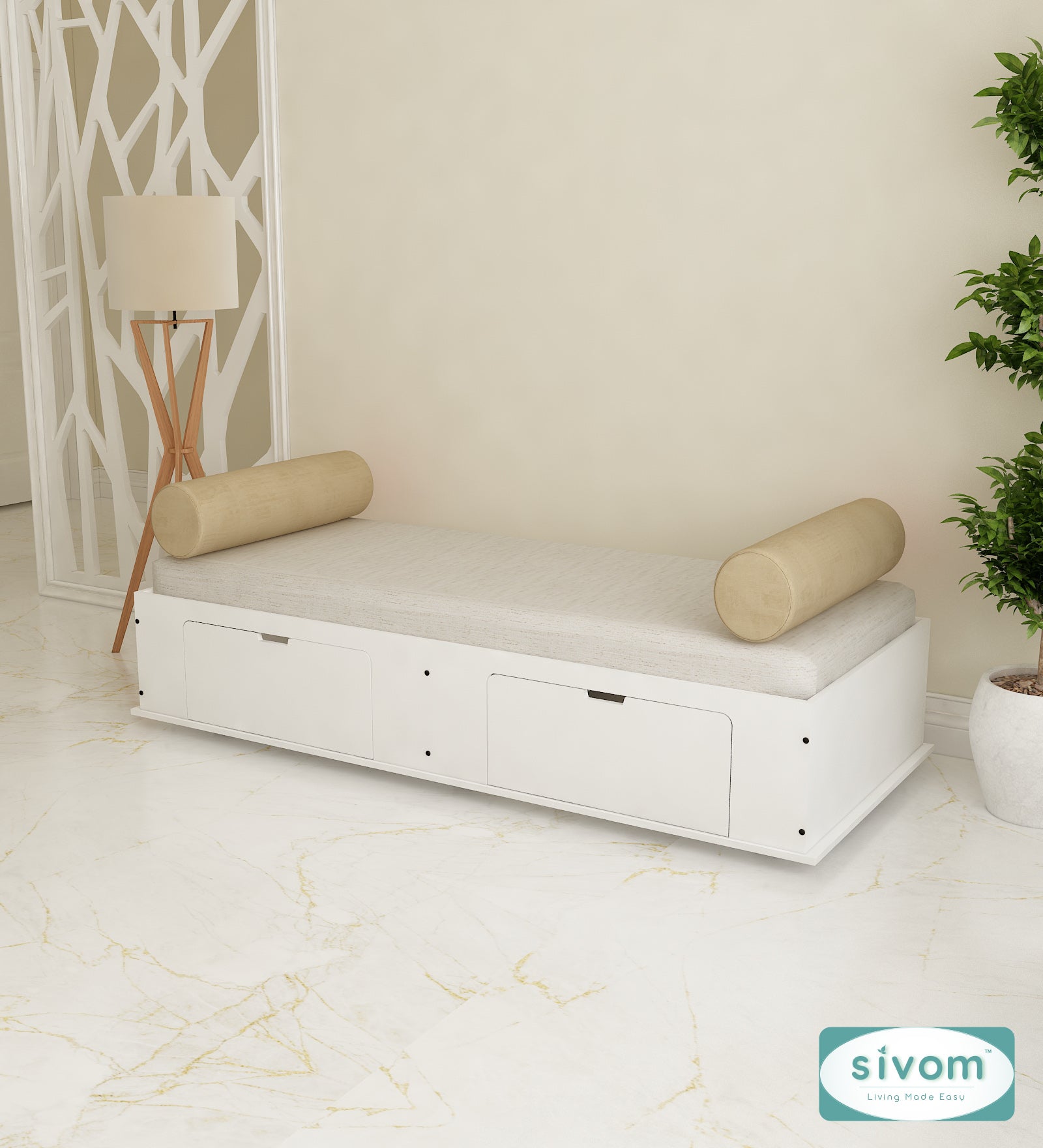 Sivom SIVOM Cyprus Multipurpose Diwan/Single Bed with Storage Engineered Wood Single Box Bed for Modern Homes | Elegant Design & Premium Finish