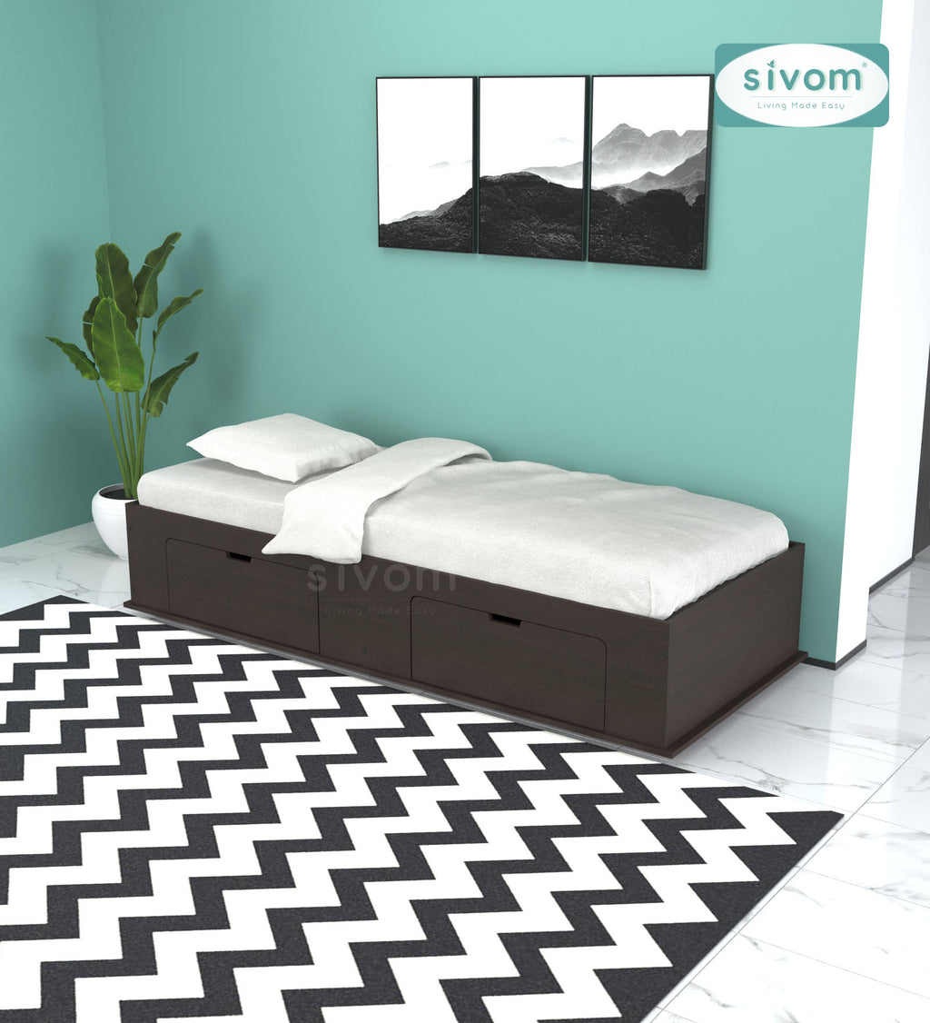 Sivom SIVOM Cyprus Multipurpose Diwan/Single Bed with Storage Engineered Wood Single Box Bed for Modern Homes | Elegant Design & Premium Finish