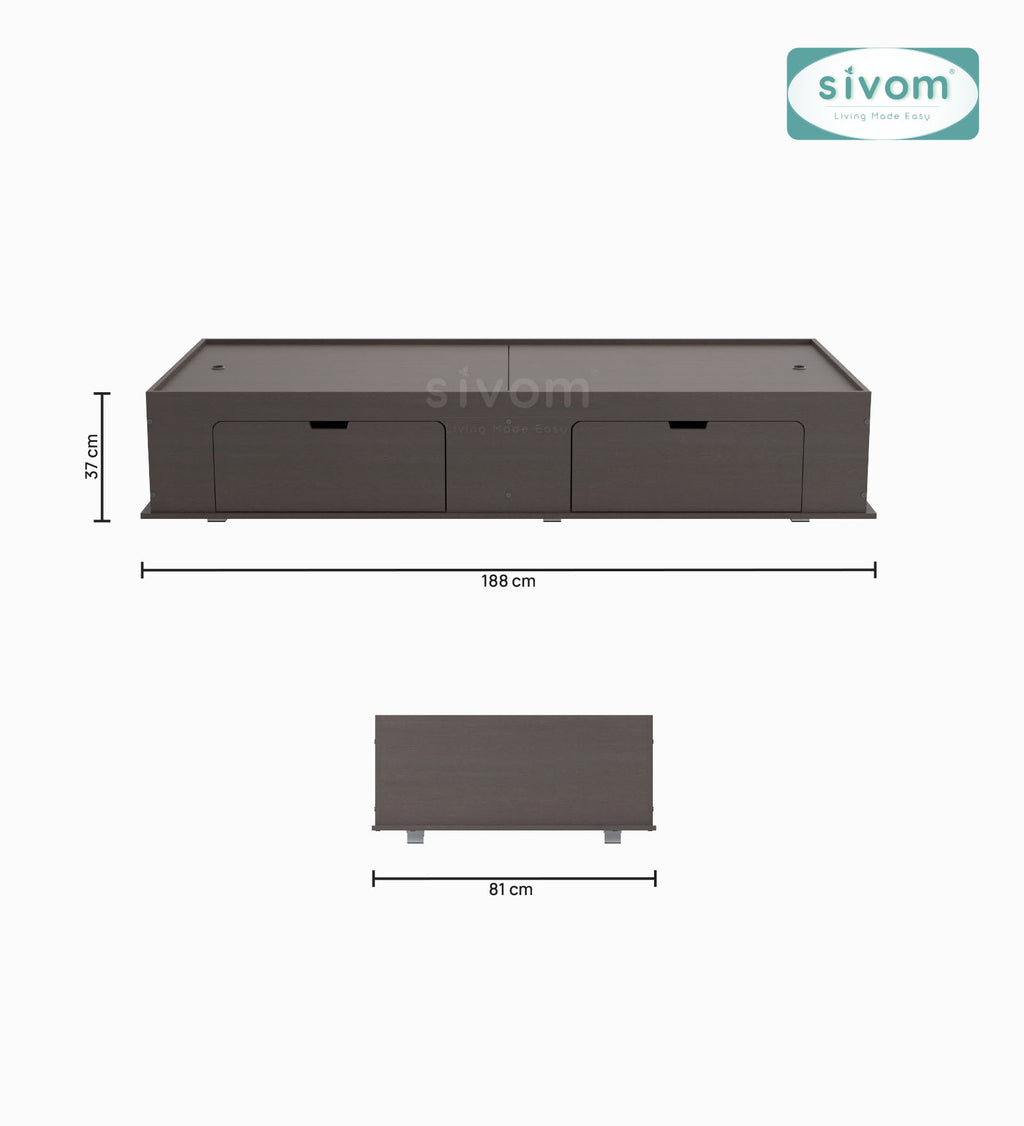 Sivom SIVOM Cyprus Multipurpose Diwan/Single Bed with Storage Engineered Wood Single Box Bed for Modern Homes | Elegant Design & Premium Finish